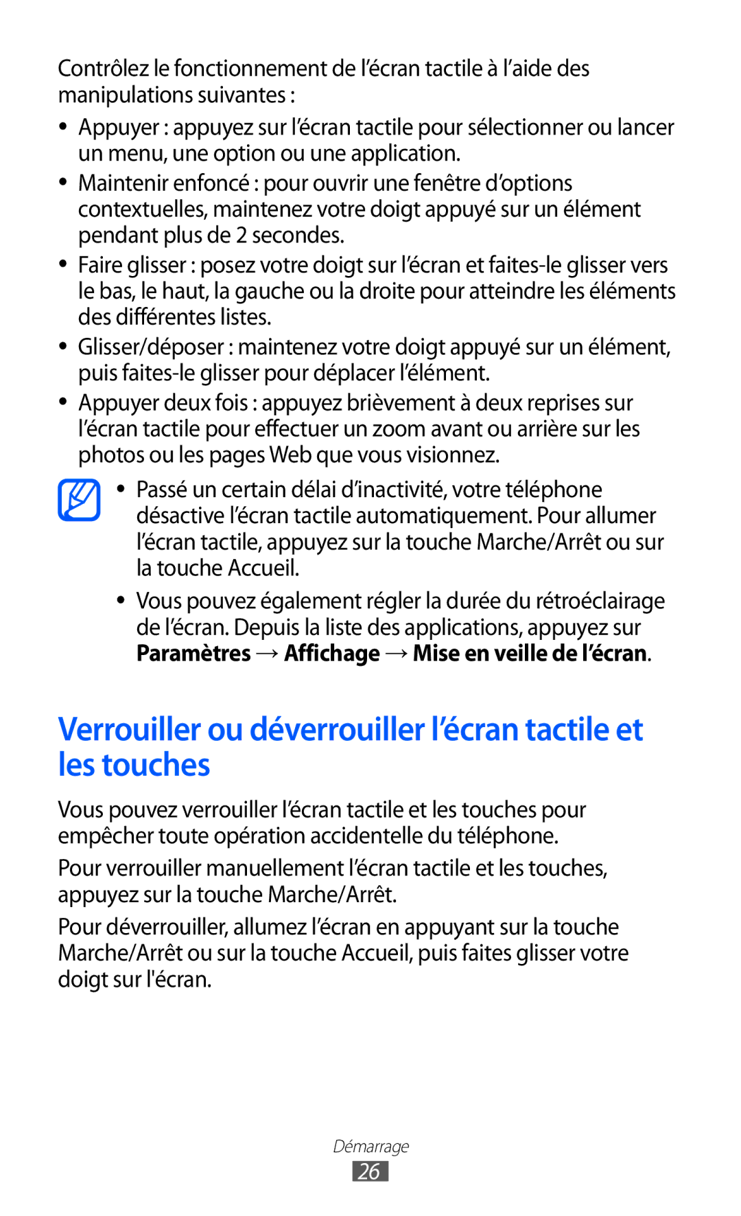 Samsung GT-I9100RWAFTM, GT-I9100LKAXEF, GT-I9100LKAFRE manual Verrouiller ou déverrouiller l’écran tactile et les touches 