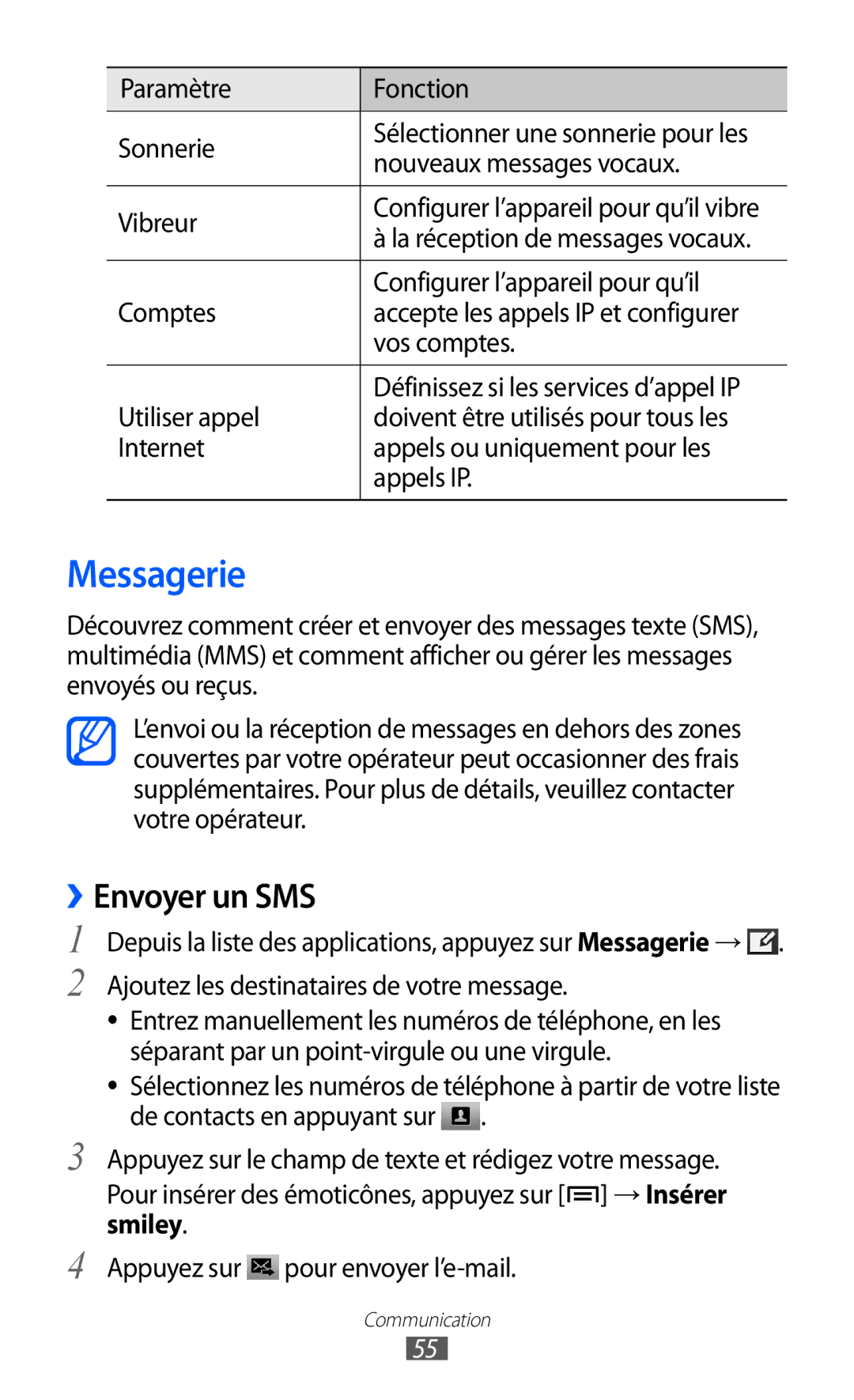 Samsung GT-I9100ZWNSFR, GT-I9100LKAXEF, GT-I9100LKAFRE, GT-I9100LKABOG, GT-I9100LKALPM manual Messagerie, ››Envoyer un SMS 