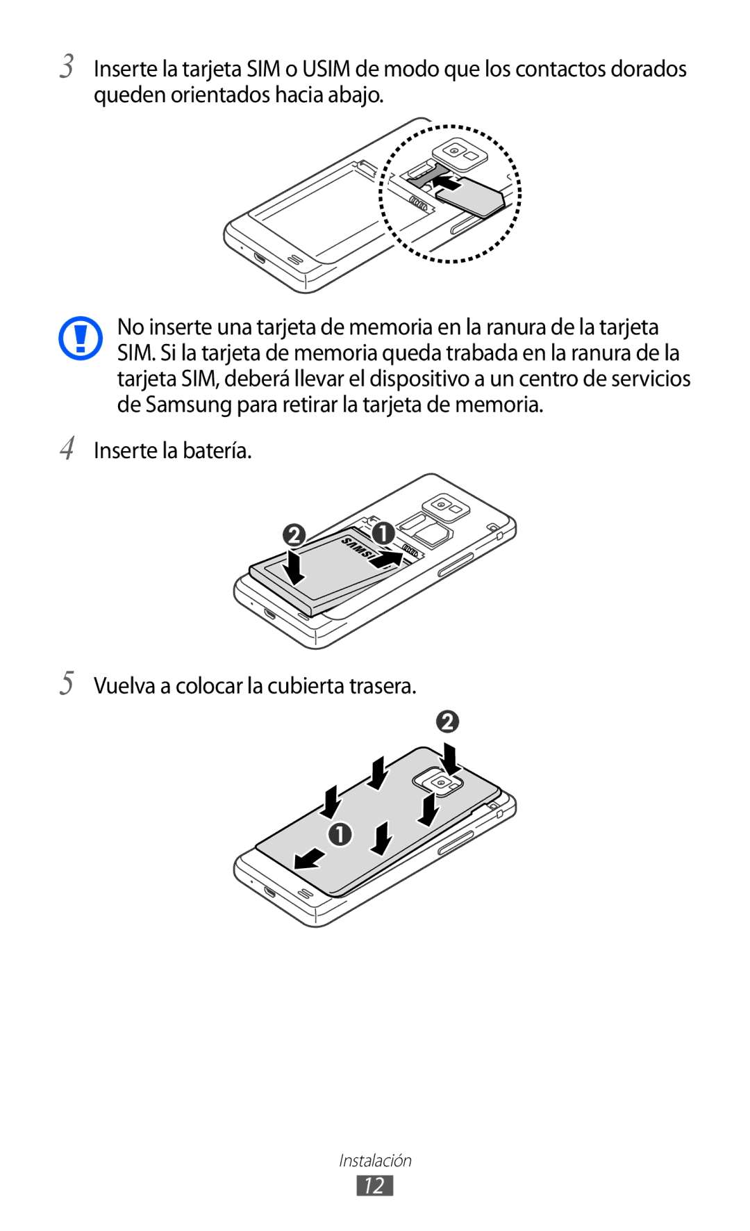 Samsung GT-I9100LKNAMN, GT-I9100LKAXEU, GT-I9100LKAXSP manual Inserte la batería Vuelva a colocar la cubierta trasera 