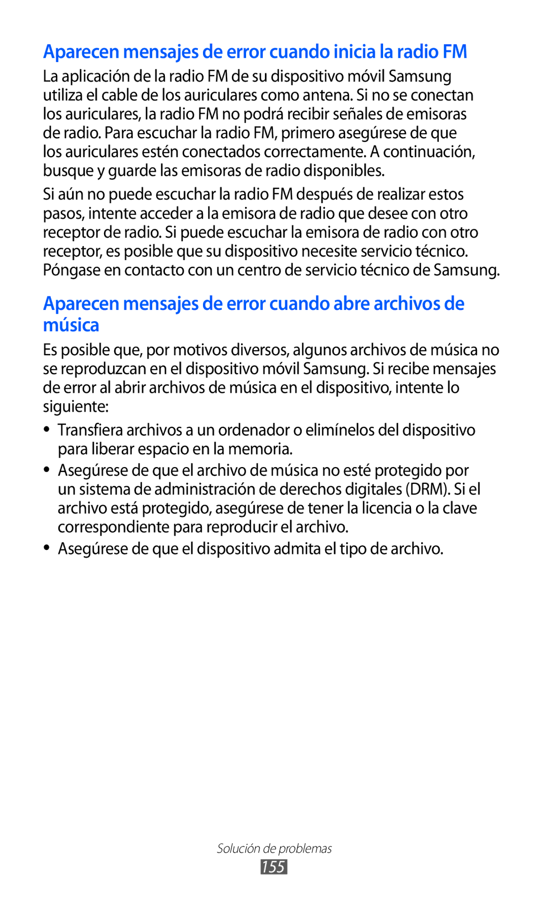 Samsung GT-I9100RWNXEC, GT-I9100LKAXEU, GT-I9100LKAXSP manual Asegúrese de que el dispositivo admita el tipo de archivo, 155 