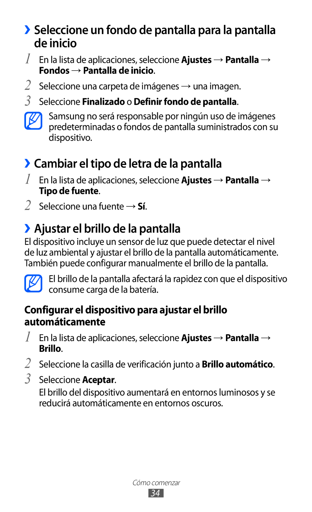 Samsung GT-I9100LKNTIM manual ››Cambiar el tipo de letra de la pantalla, ››Ajustar el brillo de la pantalla, Tipo de fuente 