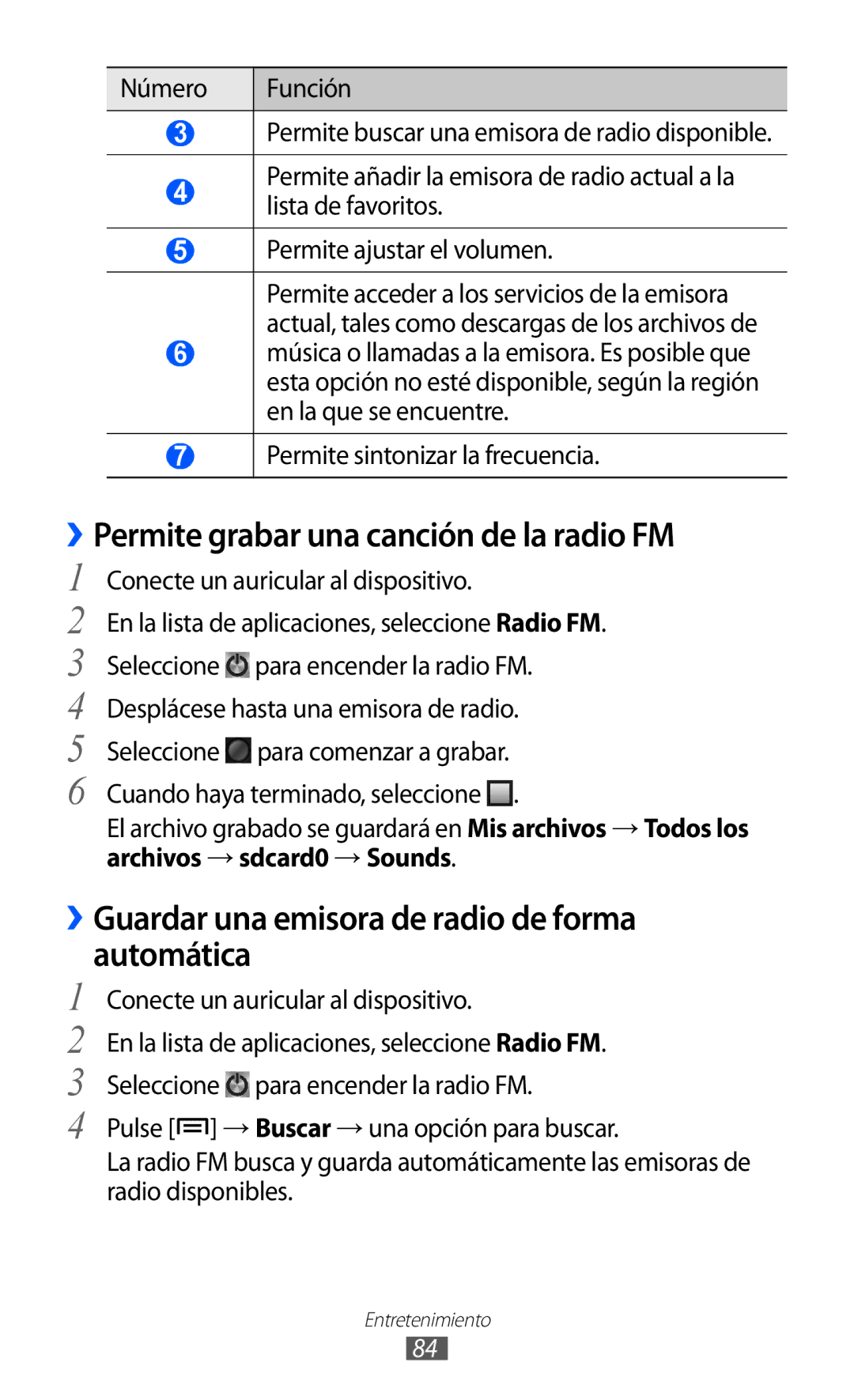 Samsung GT-I9100LKAAMN ››Permite grabar una canción de la radio FM, ››Guardar una emisora de radio de forma automática 