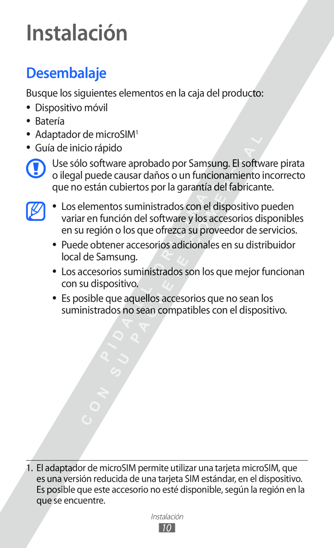 Samsung GT-I9100RWNXEC, GT-I9100LKAXEU, GT-I9100LKAXSP, GT-I9100LKATPH, GT-I9100LKAEPL manual Instalación, Desembalaje 