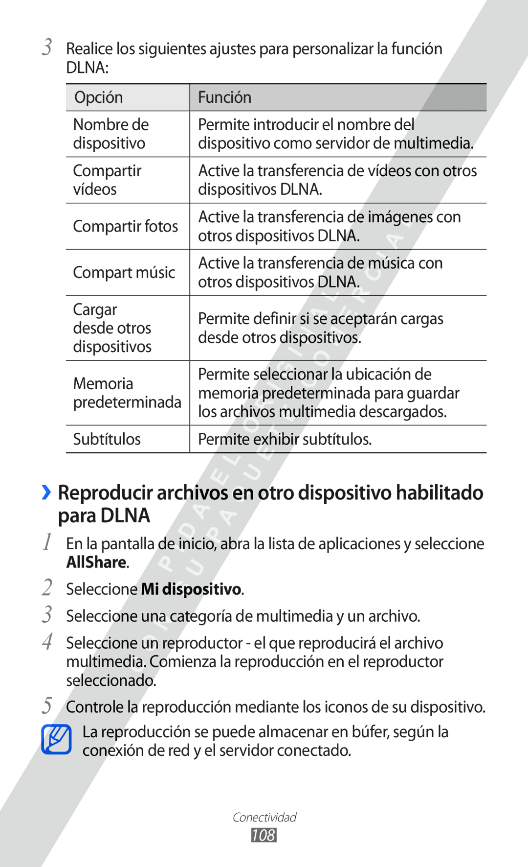 Samsung GT-I9100RWAORS, GT-I9100LKAXEU, GT-I9100LKAXSP, GT-I9100LKATPH manual AllShare Seleccione Mi dispositivo, 108 