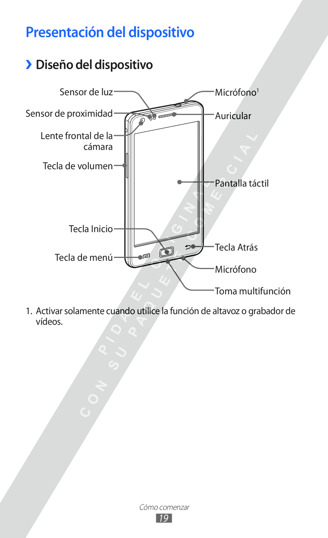 Samsung GT-I9100LKAXEC, GT-I9100LKAXEU, GT-I9100LKAXSP manual Presentación del dispositivo, ››Diseño del dispositivo 