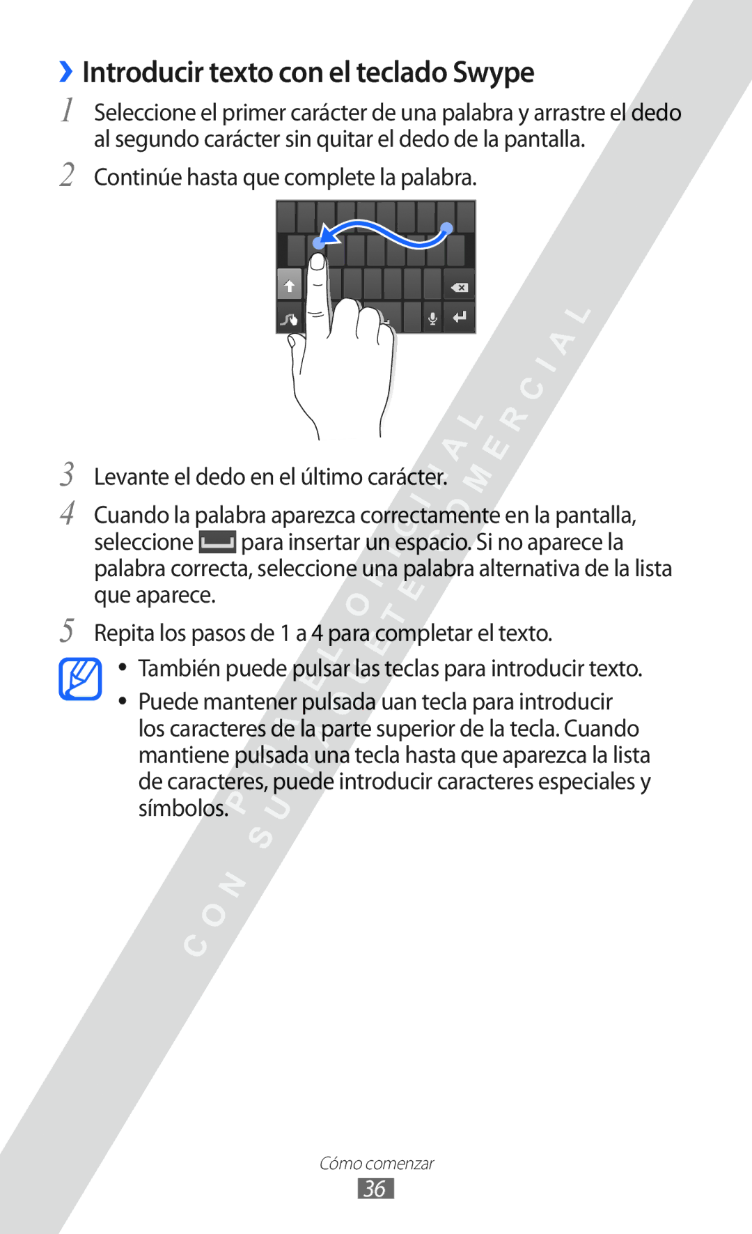 Samsung GT-I9100SWNAMN, GT-I9100LKAXEU, GT-I9100LKAXSP, GT-I9100LKATPH manual ››Introducir texto con el teclado Swype 