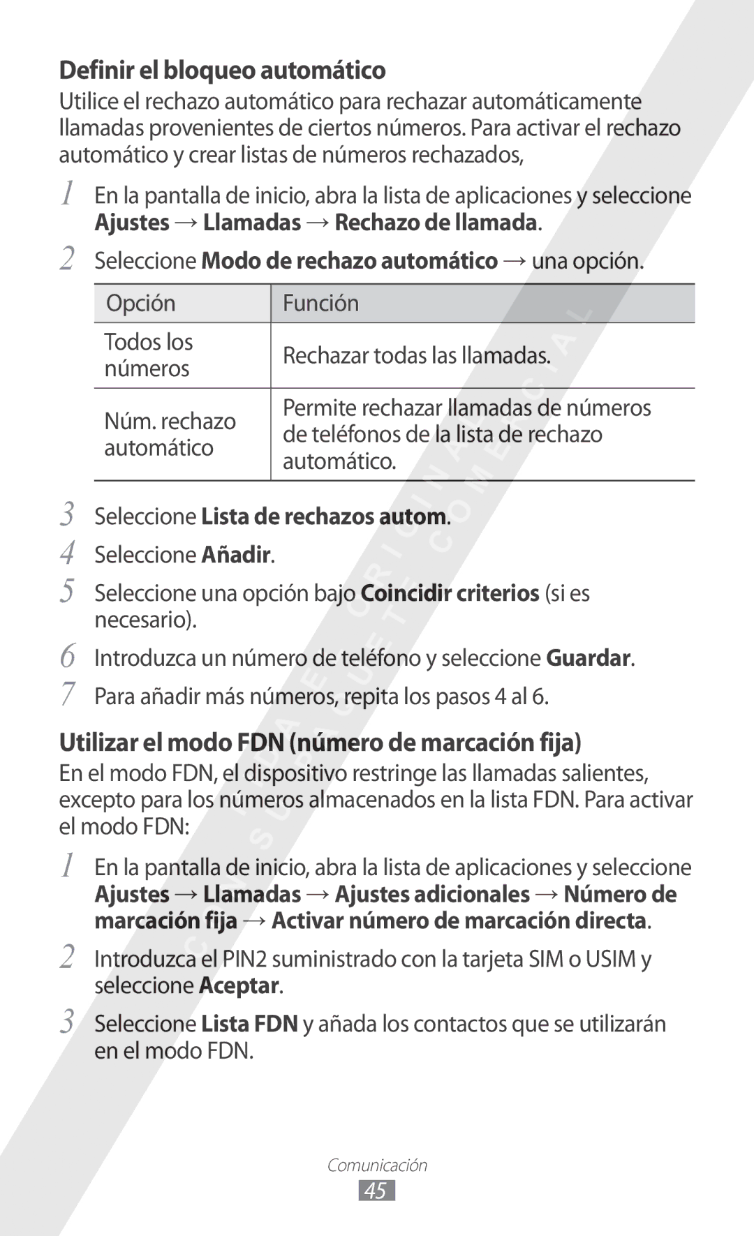 Samsung GT-I9100LKNXEC, GT-I9100LKAXEU manual Definir el bloqueo automático, Utilizar el modo FDN número de marcación fija 