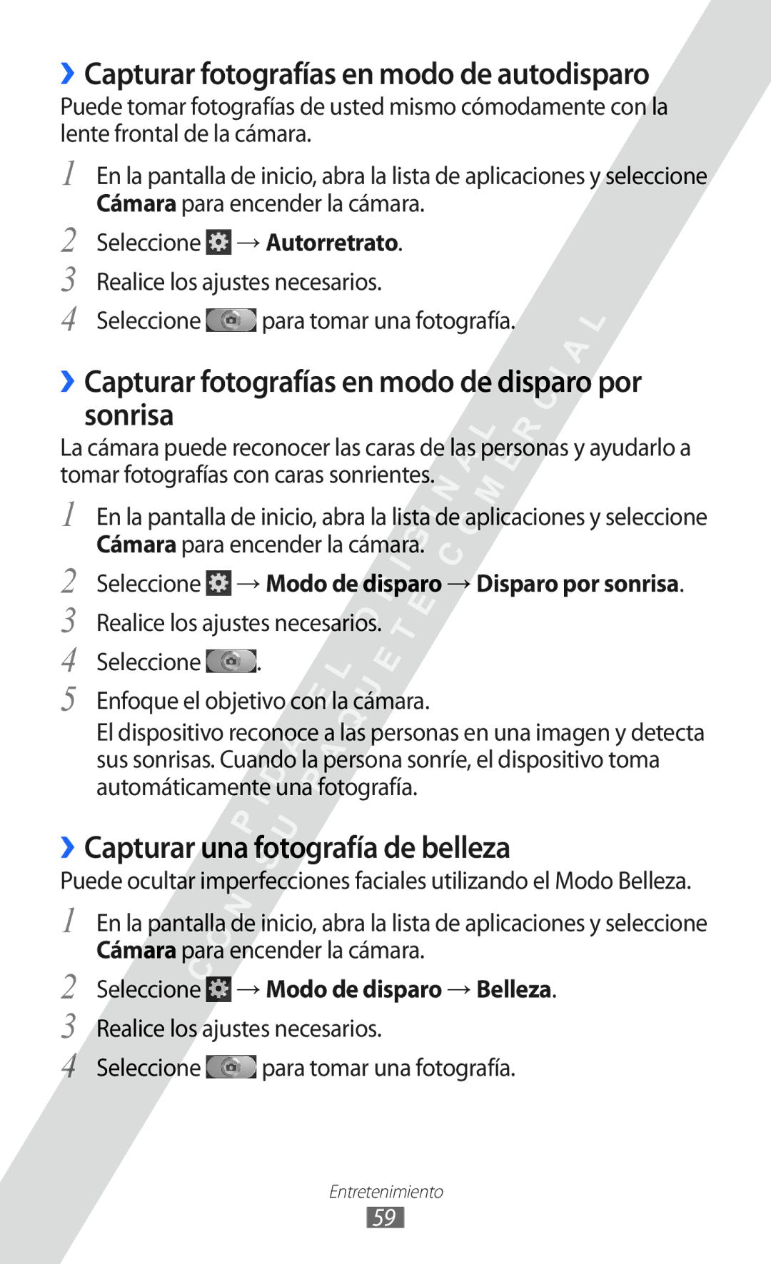 Samsung GT-I9100LKAXSP manual ››Capturar fotografías en modo de disparo por sonrisa, ››Capturar una fotografía de belleza 