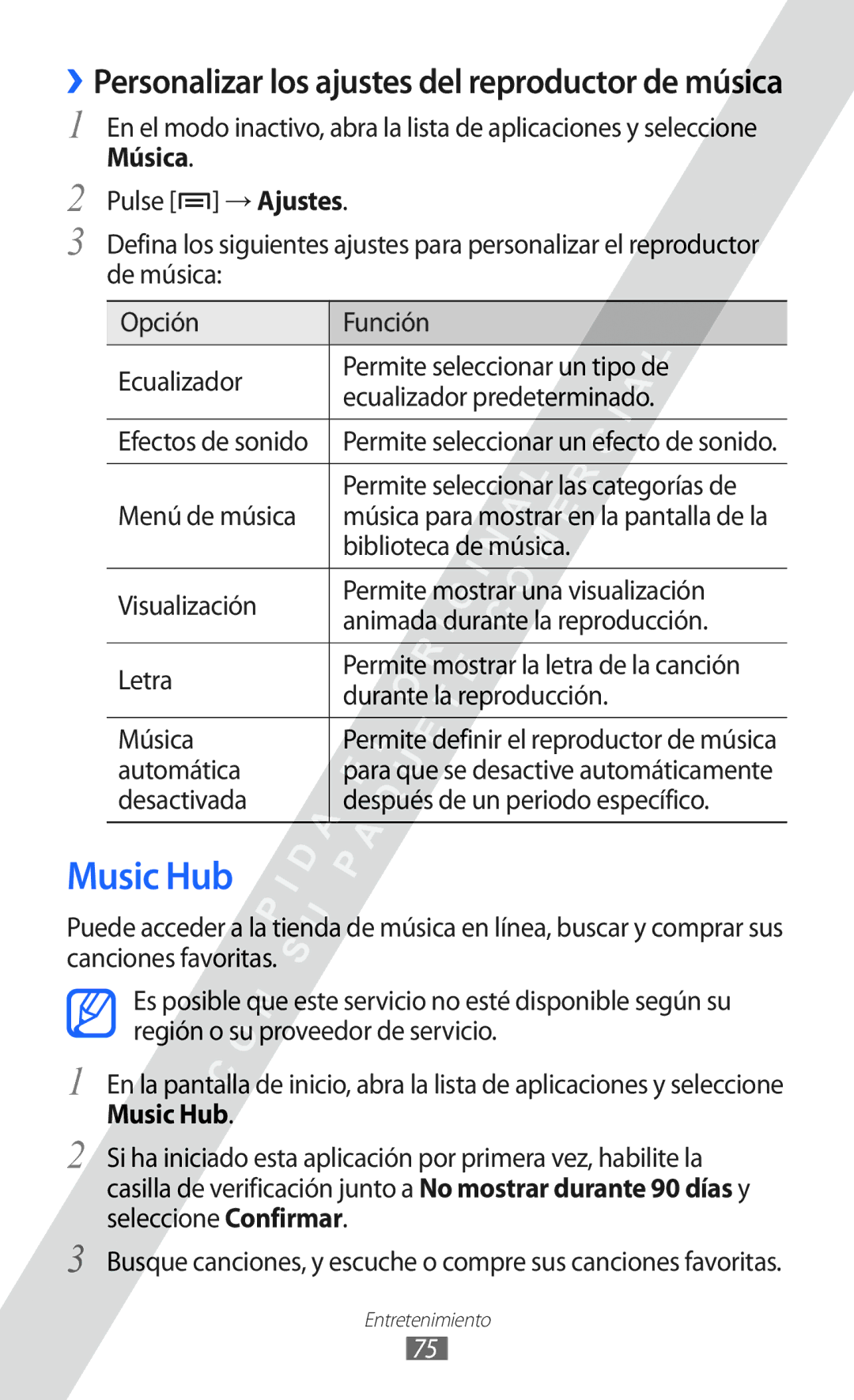 Samsung GT-I9100LKAFOP, GT-I9100LKAXEU, GT-I9100LKAXSP manual Music Hub, ››Personalizar los ajustes del reproductor de música 