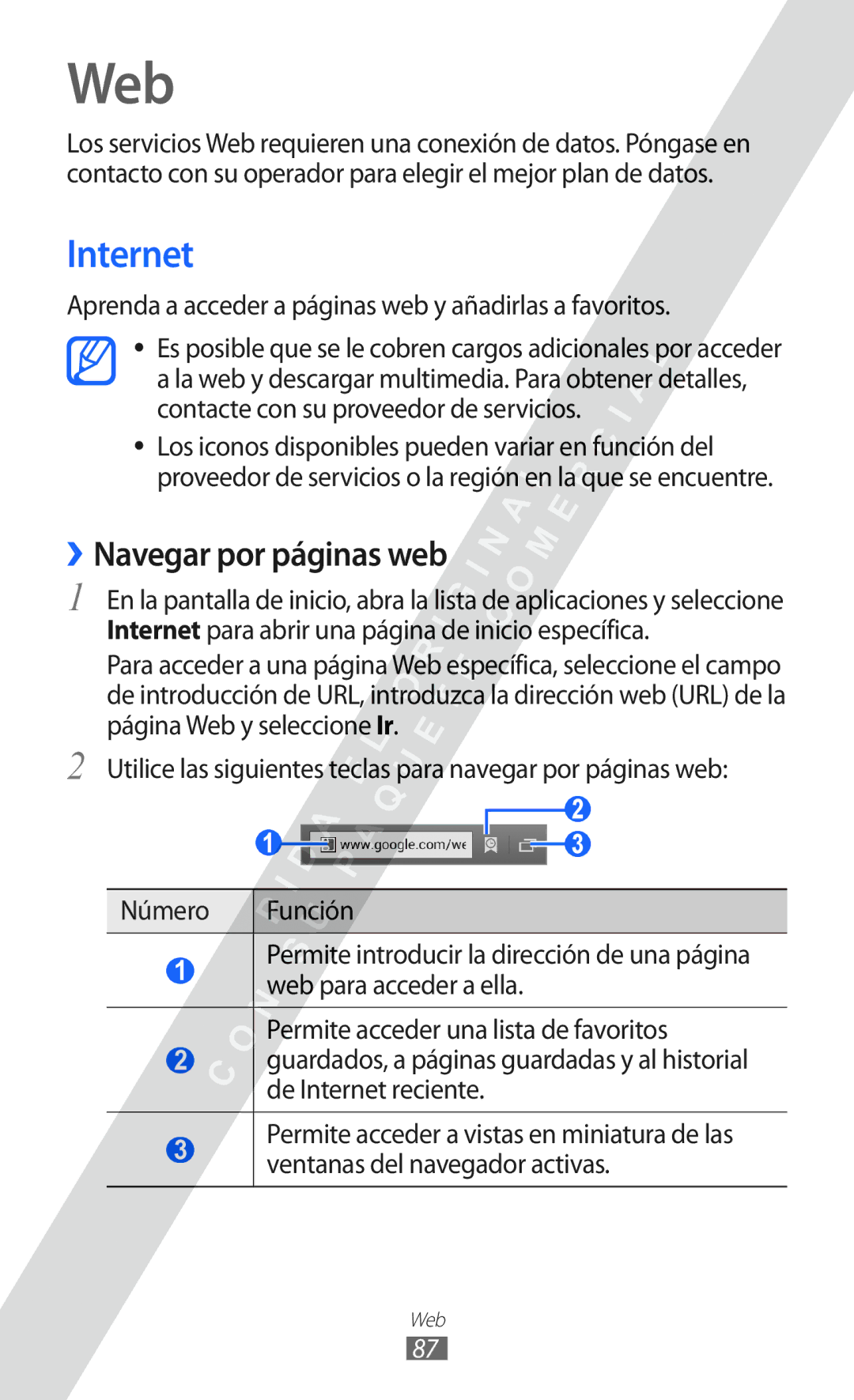 Samsung GT-I9100LKAXEU Web, Internet, ››Navegar por páginas web, Aprenda a acceder a páginas web y añadirlas a favoritos 