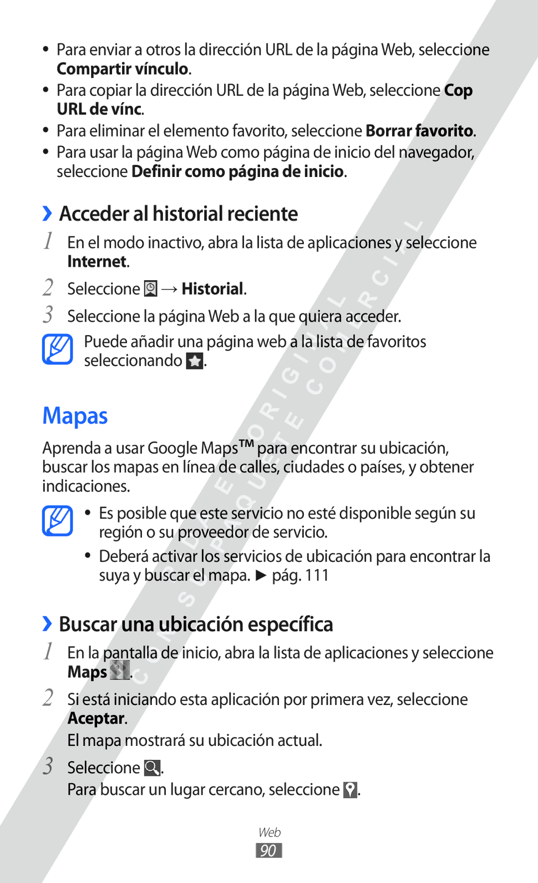 Samsung GT-I9100LKAEPL, GT-I9100LKAXEU manual Mapas, ››Acceder al historial reciente, ››Buscar una ubicación específica 