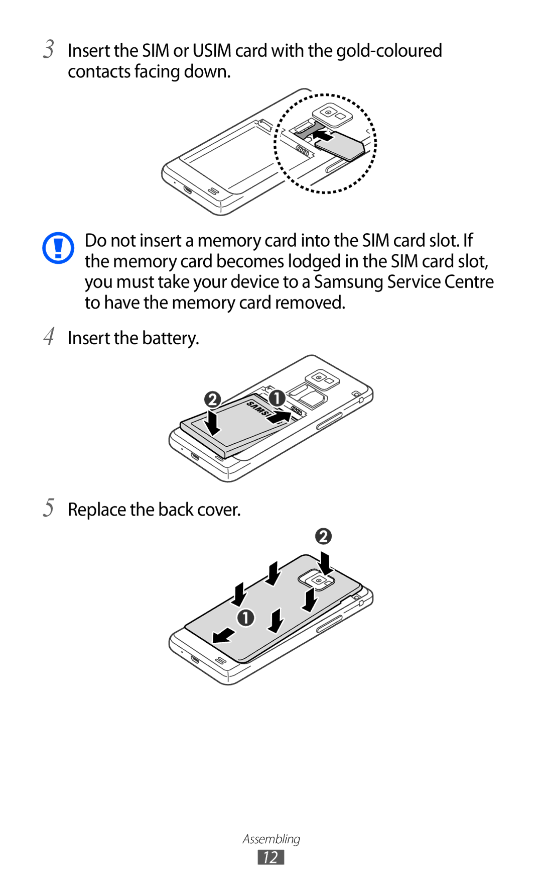 Samsung GT-I9100LKATUR, GT-I9100LKAXEU, GT-I9100LKAXSP, GT-I9100LKAVIA manual Insert the battery Replace the back cover 