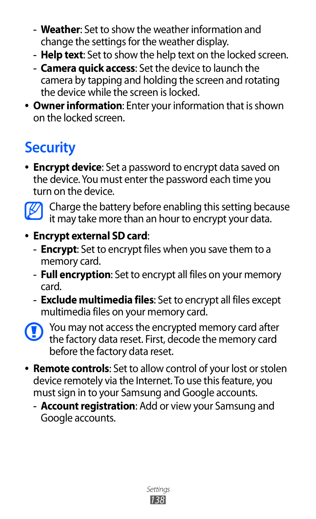 Samsung GT-I9100RWAMAX, GT-I9100LKAXEU, GT-I9100LKAXSP, GT-I9100LKAVIA, GT-I9100RWAEPL Security, Encrypt external SD card 