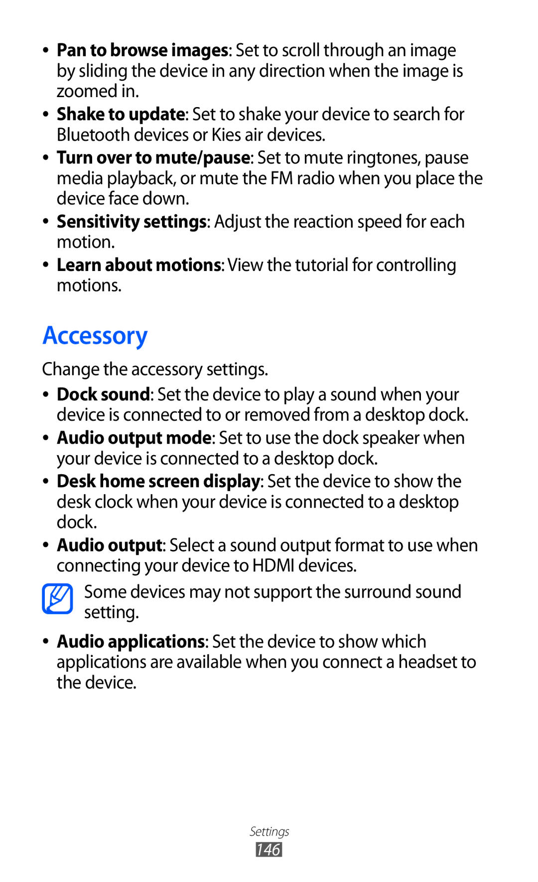 Samsung GT-I9100LKASEB, GT-I9100LKAXEU, GT-I9100LKAXSP, GT-I9100LKAVIA manual Accessory, Change the accessory settings 