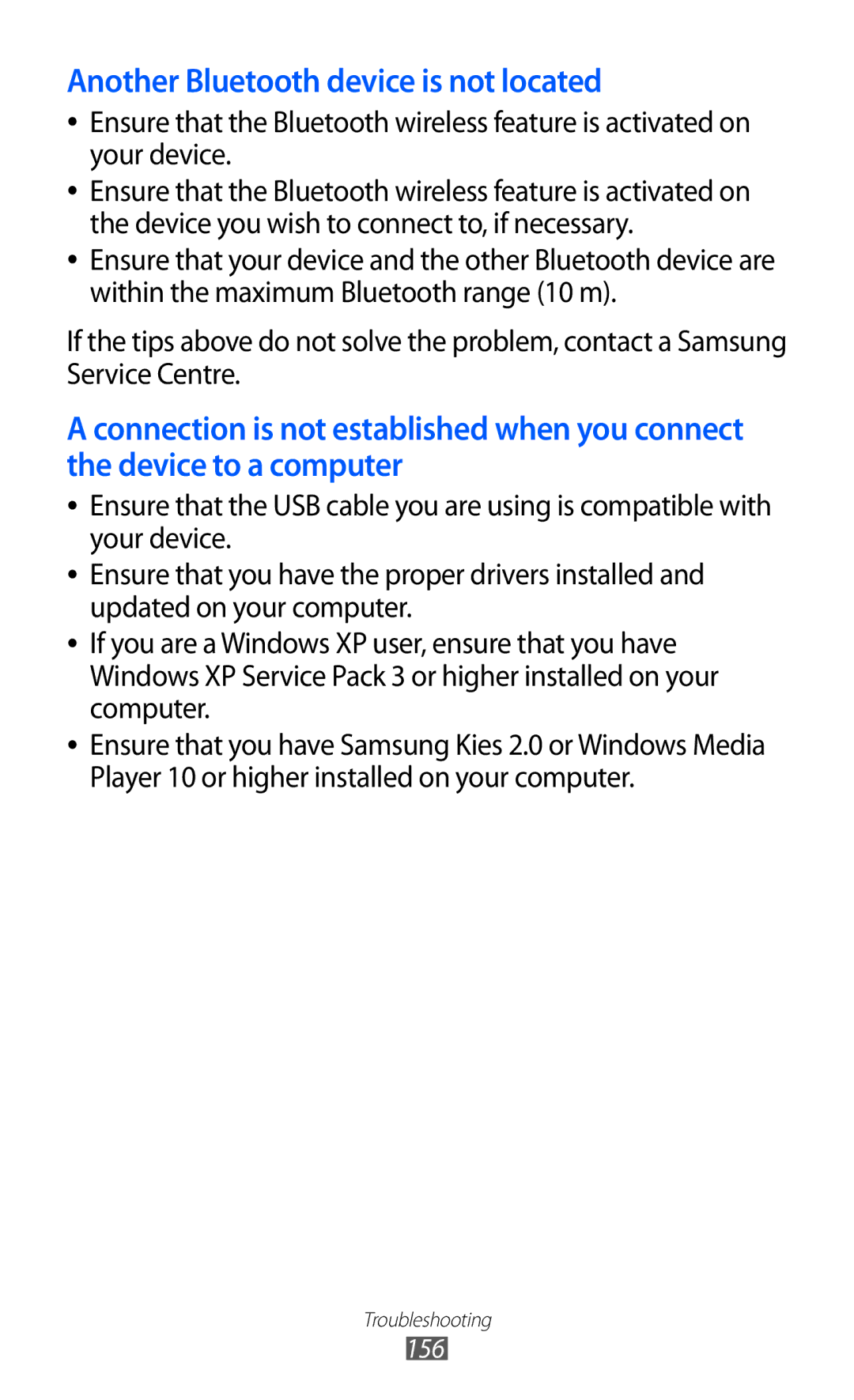 Samsung GT-I9100RWASER, GT-I9100LKAXEU, GT-I9100LKAXSP, GT-I9100LKAVIA manual Another Bluetooth device is not located 