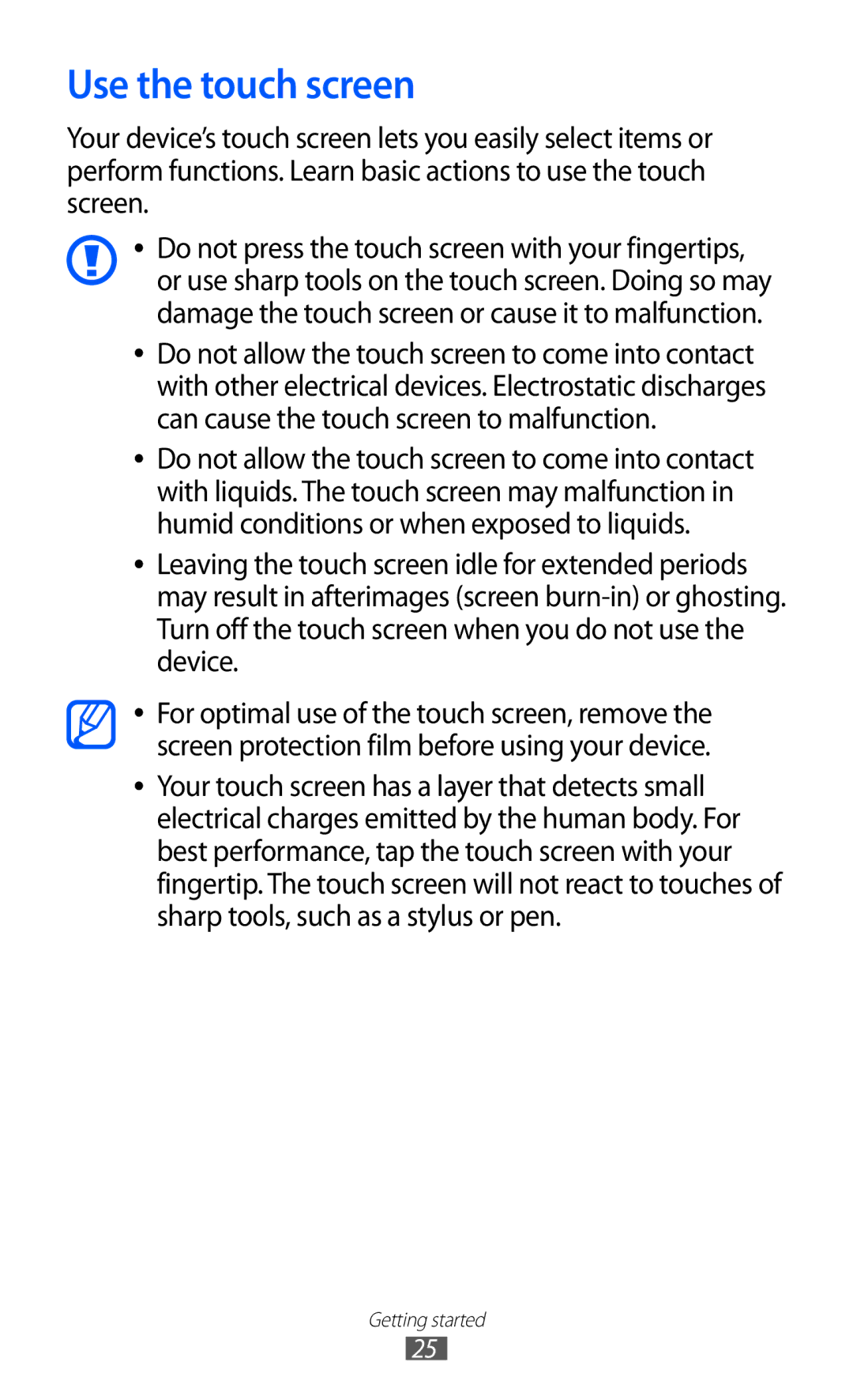 Samsung GT-I9100LKADRE, GT-I9100LKAXEU, GT-I9100LKAXSP, GT-I9100LKAVIA, GT-I9100RWAEPL, GT-I9100RWATUR Use the touch screen 