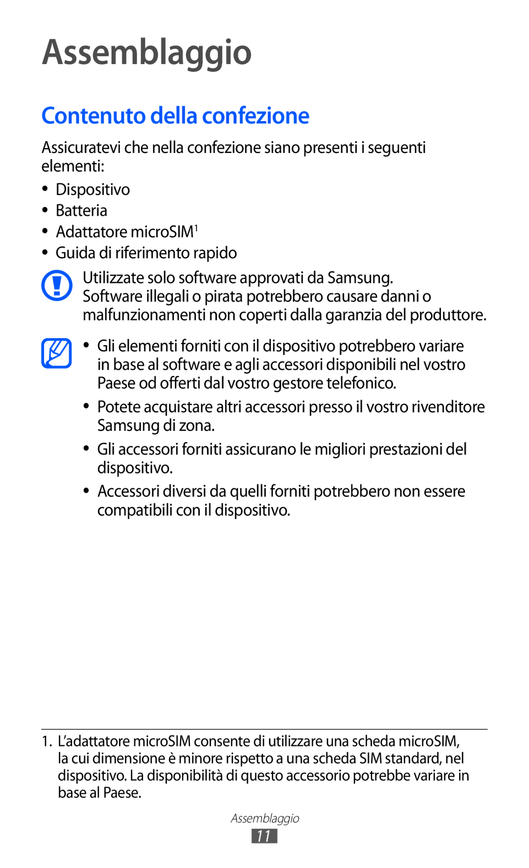 Samsung GT-I9100OIAHUI, GT-I9100LKAXSP manual Contenuto della confezione, Adattatore microSIM1 Guida di riferimento rapido 