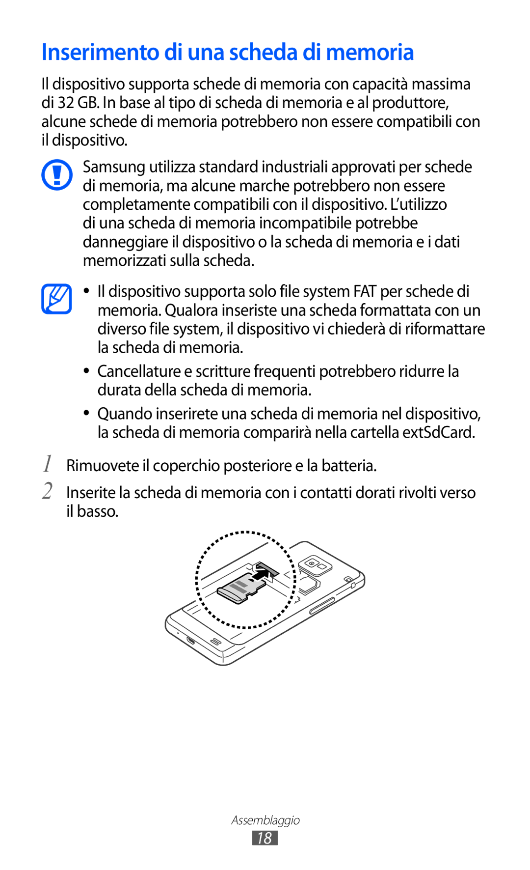 Samsung GT-I9100OIAOMN, GT-I9100LKAXSP, GT-I9100LKAITV, GT-I9100LKATUR, GT-I9100RWAITV Inserimento di una scheda di memoria 