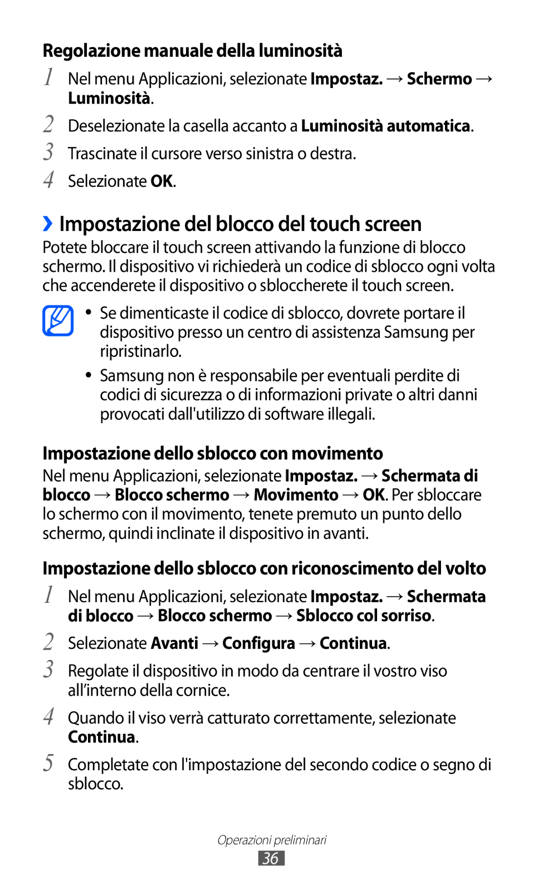 Samsung GT-I9100OIAHUI, GT-I9100LKAXSP ››Impostazione del blocco del touch screen, Regolazione manuale della luminosità 