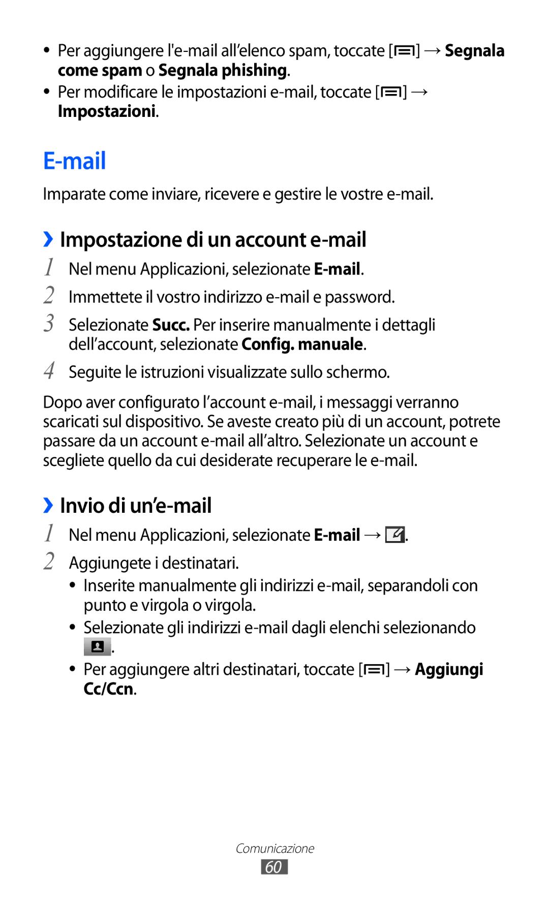 Samsung GT-I9100RWAWIN manual Mail, ››Impostazione di un account e-mail, Seguite le istruzioni visualizzate sullo schermo 