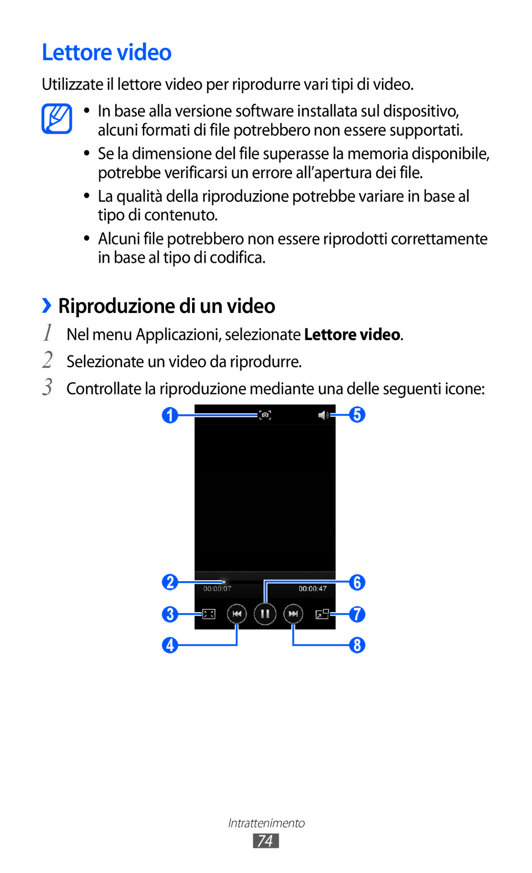 Samsung GT-I9100LKAHUI, GT-I9100LKAXSP, GT-I9100LKAITV, GT-I9100LKATUR manual Lettore video, ››Riproduzione di un video 
