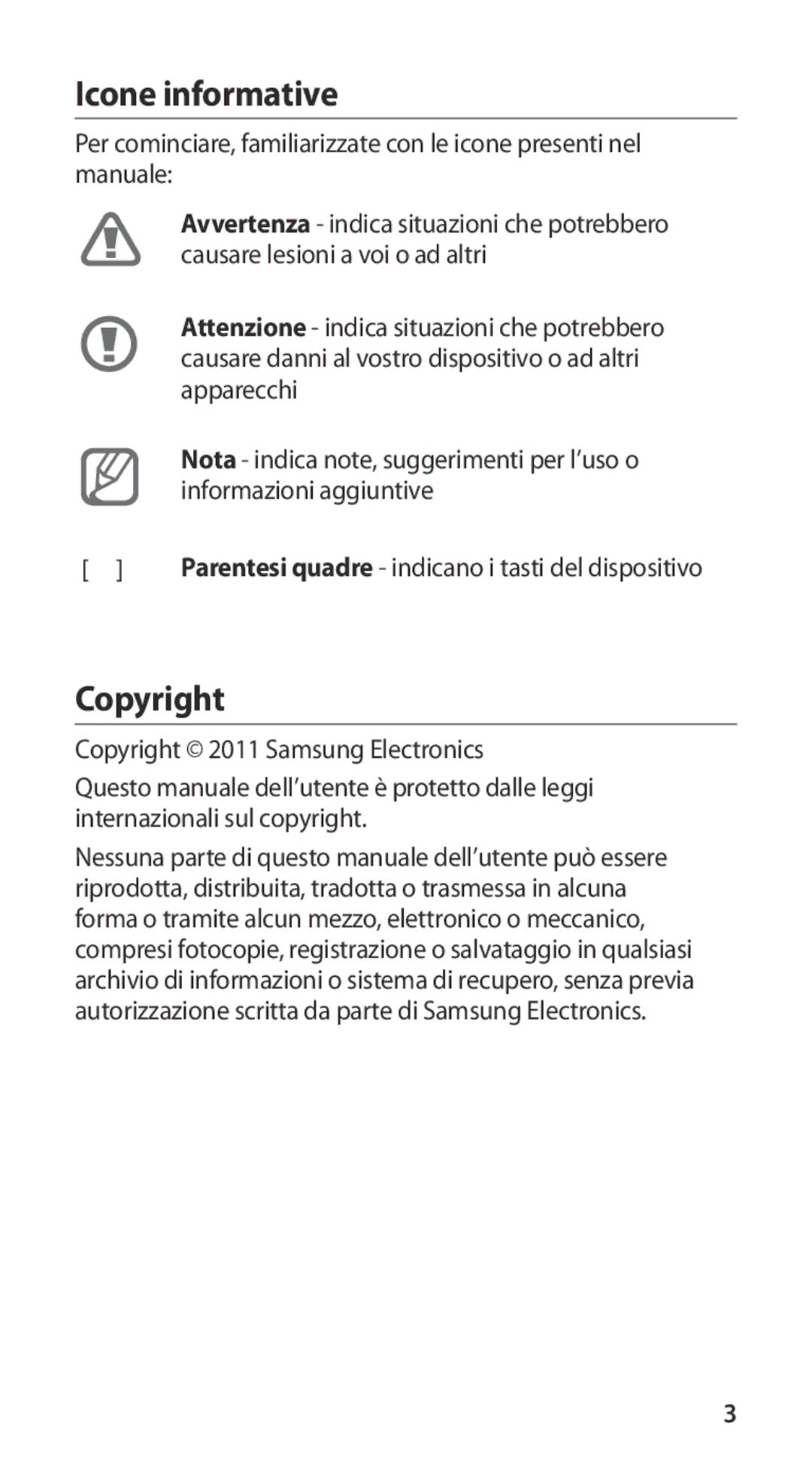 Samsung GT-I9100RWAOMN, GT-I9100LKAXSP, GT-I9100LKAITV, GT-I9100RWAITV, GT-I9100LKGITV manual Icone informative, Copyright 