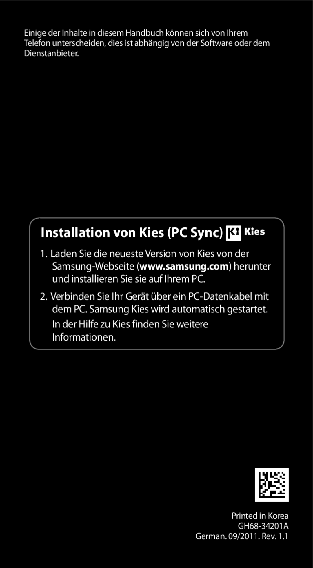 Samsung GT-I9100LKAEUR, GT-I9100LKAXSP, GT-I9100LKAVIA, GT-I9100RWAEPL, GT-I9100RWATUR manual Installation von Kies PC Sync 