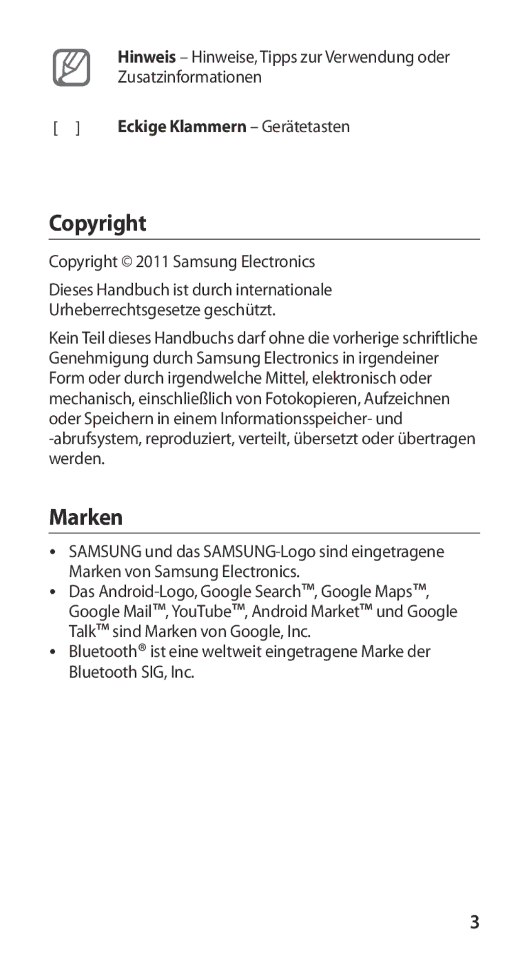 Samsung GT-I9100RWATUR, GT-I9100LKAXSP, GT-I9100LKAVIA, GT-I9100RWAEPL, GT-I9100RWADTM, GT-I9100LKAITV manual Copyright, Marken 