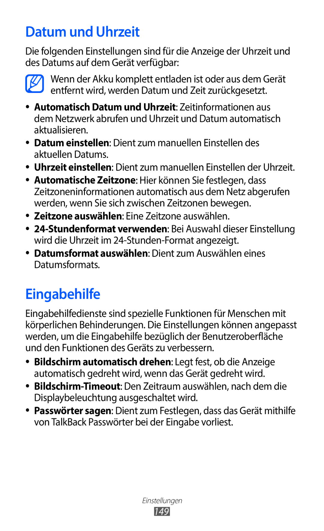 Samsung GT-I9100LKAITV, GT-I9100LKAXSP Datum und Uhrzeit, Eingabehilfe, Zeitzone auswählen Eine Zeitzone auswählen, 149 