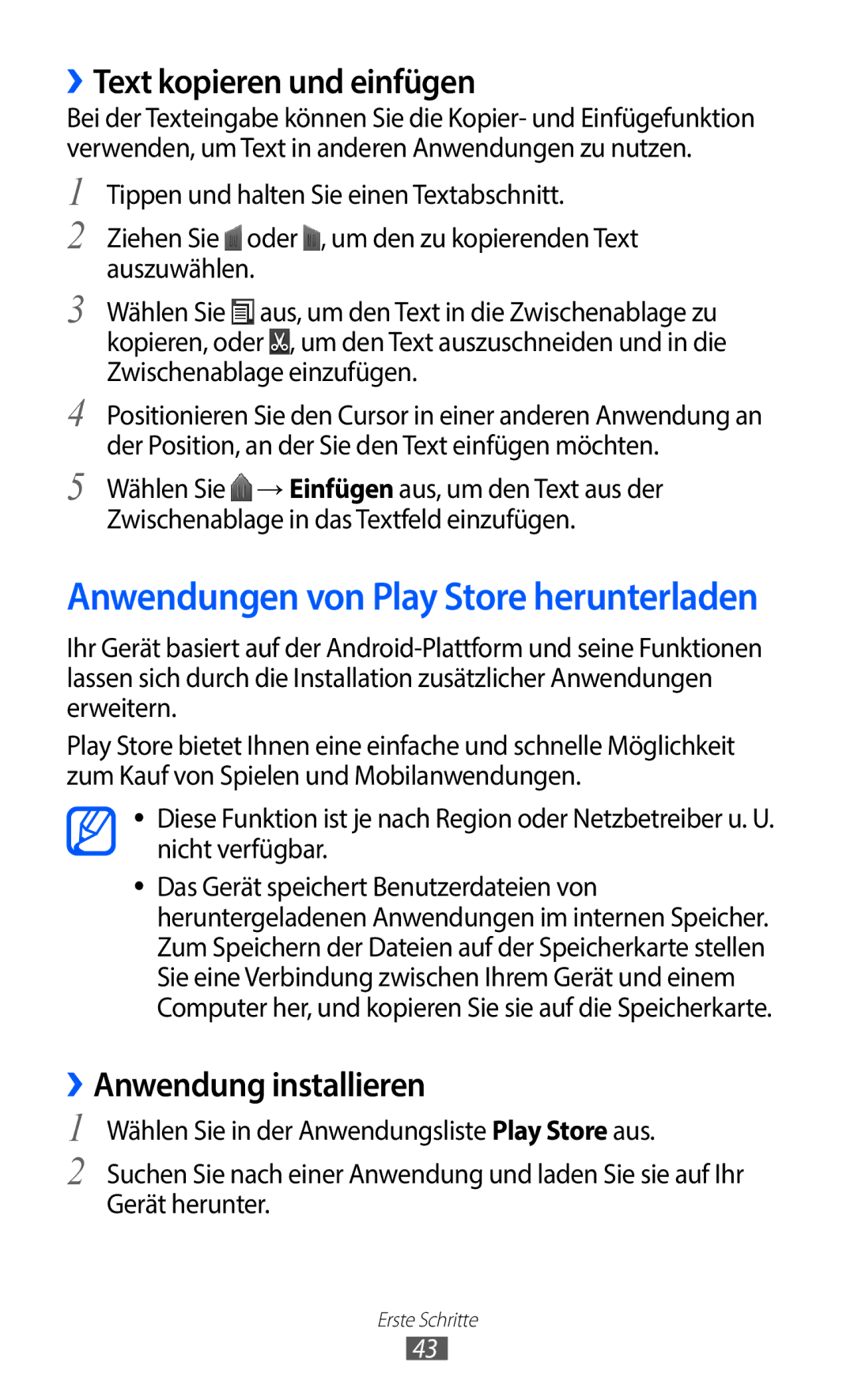 Samsung GT-I9100LKATPH, GT-I9100LKAXSP, GT-I9100LKAVIA manual ››Text kopieren und einfügen, ››Anwendung installieren 