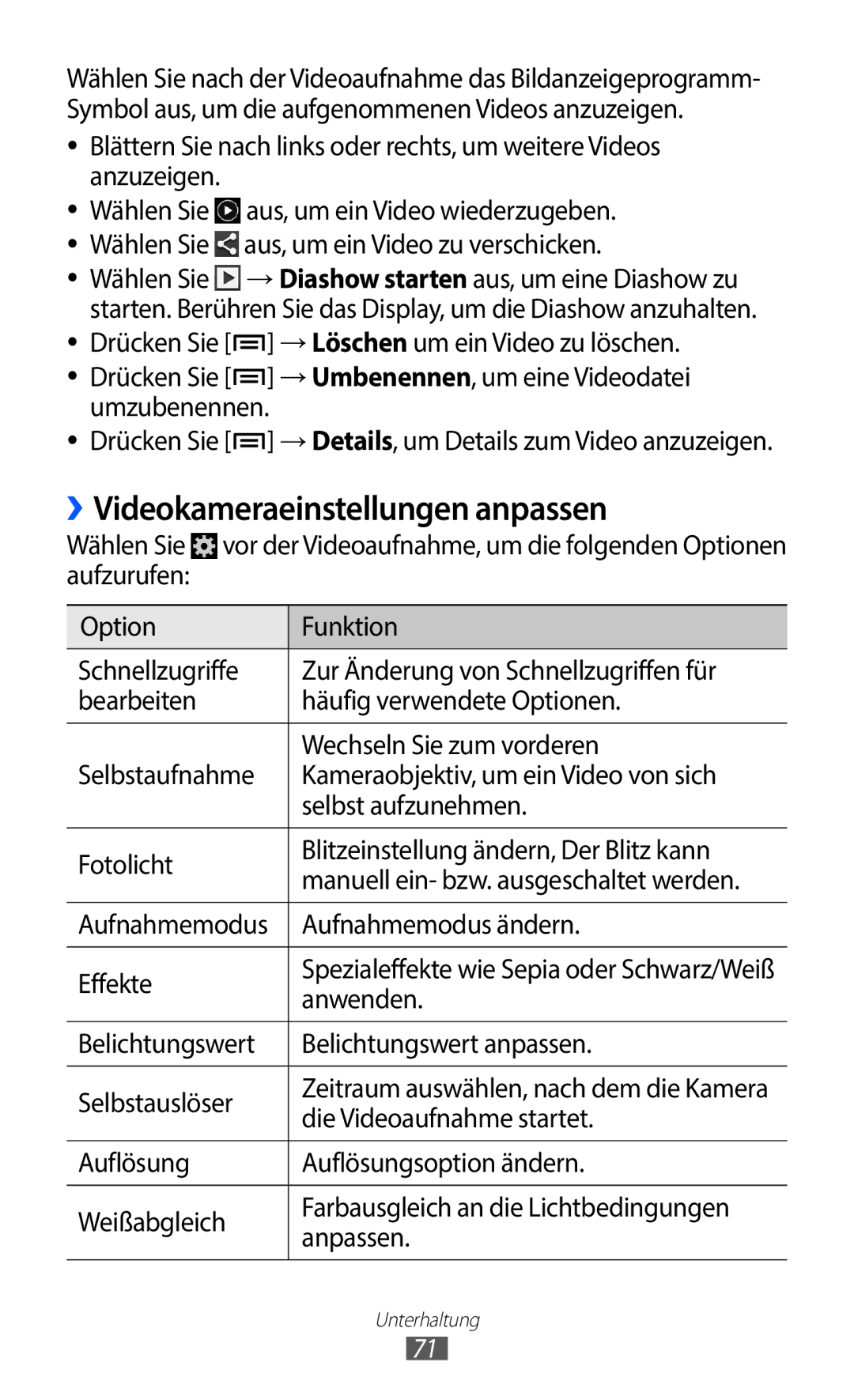 Samsung GT-I9100LKNSFR manual ››Videokameraeinstellungen anpassen, Aufnahmemodus Aufnahmemodus ändern Effekte, Anwenden 