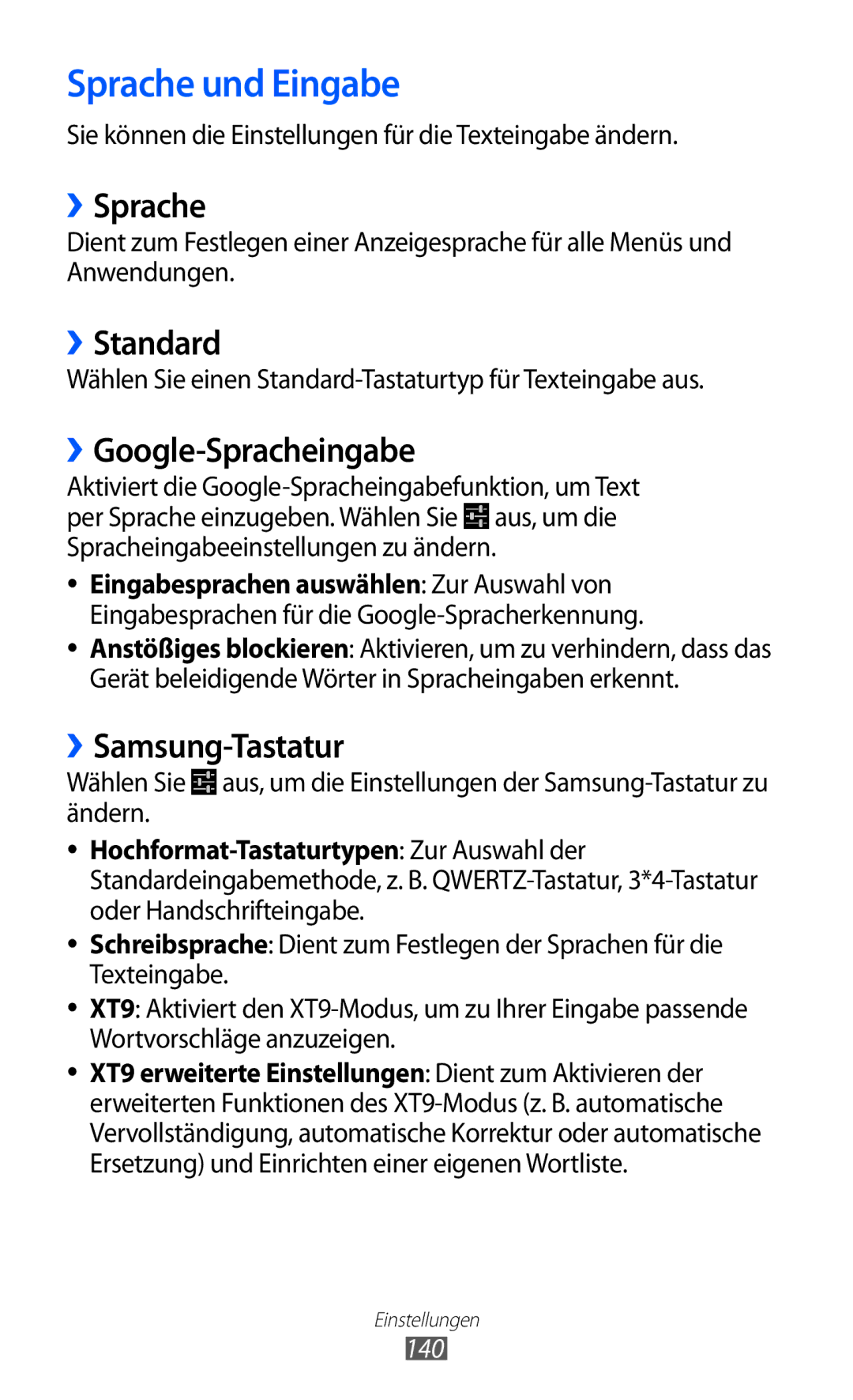 Samsung GT-I9100OIADBT manual Sprache und Eingabe, ››Sprache, ››Standard, ››Google-Spracheingabe, ››Samsung-Tastatur 