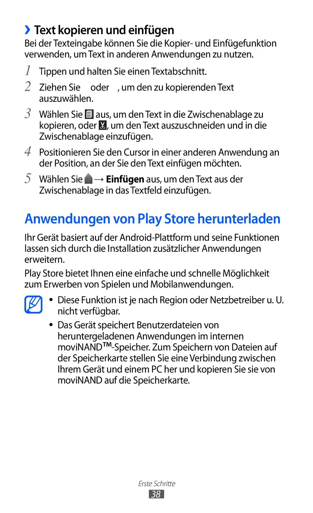 Samsung GT-I9100RWAEPL, GT-I9100LKAXSP manual Anwendungen von Play Store herunterladen, ››Text kopieren und einfügen 