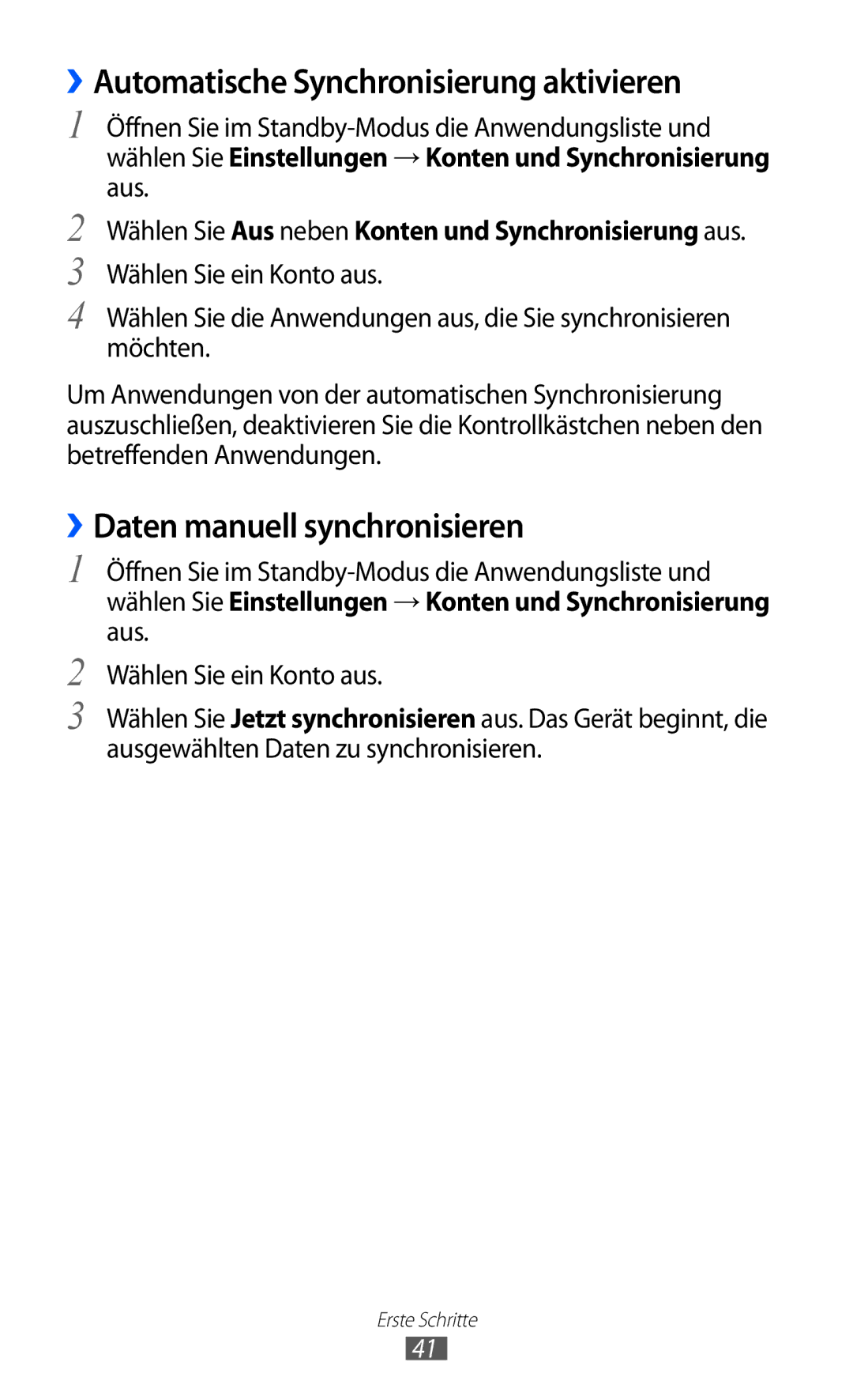 Samsung GT-I9100LKAITV, GT-I9100LKAXSP manual ››Automatische Synchronisierung aktivieren, ››Daten manuell synchronisieren 