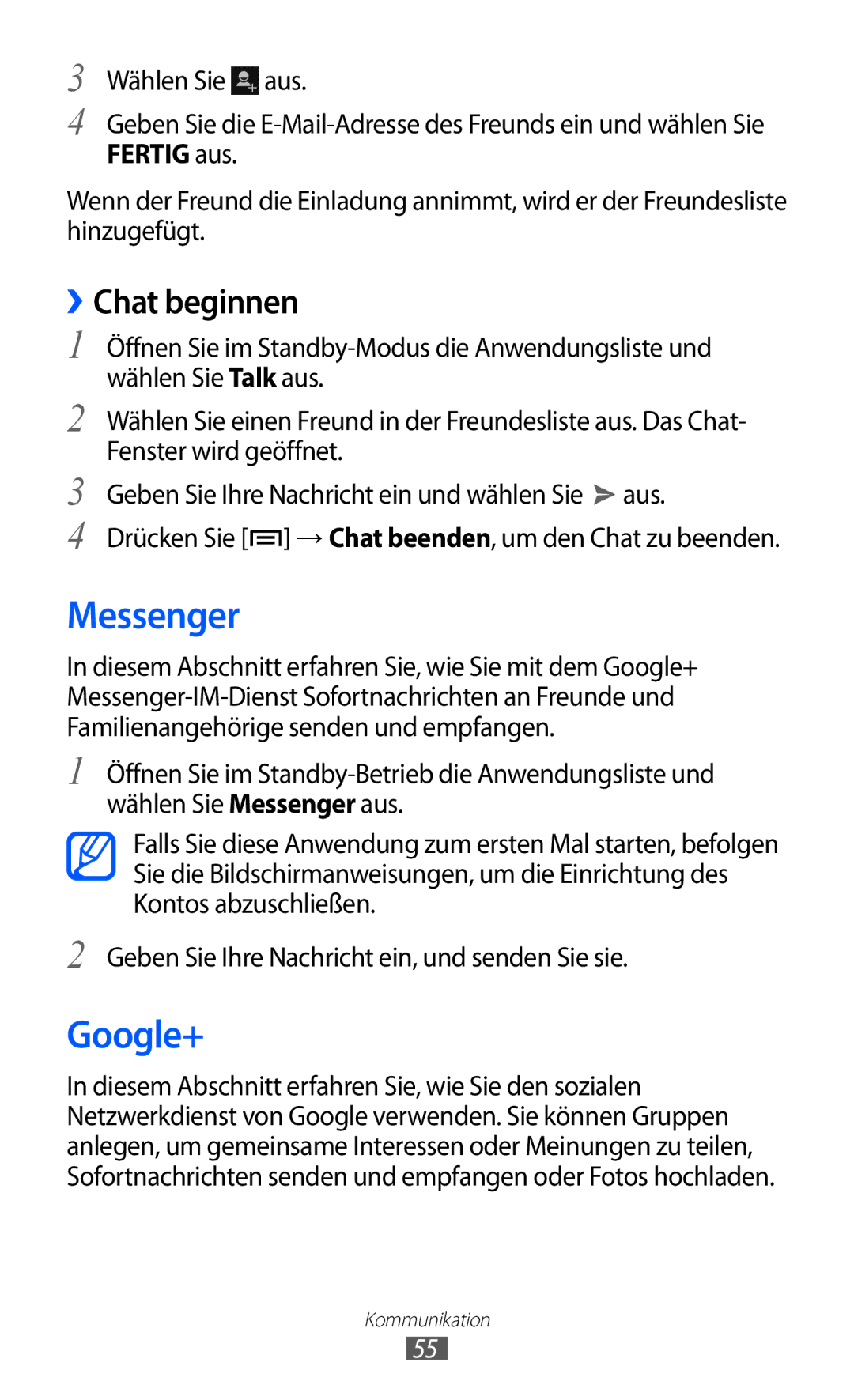 Samsung GT-I9100LKAEPL, GT-I9100LKAXSP, GT-I9100LKAVIA, GT-I9100RWAEPL, GT-I9100RWATUR Messenger, Google+, ››Chat beginnen 