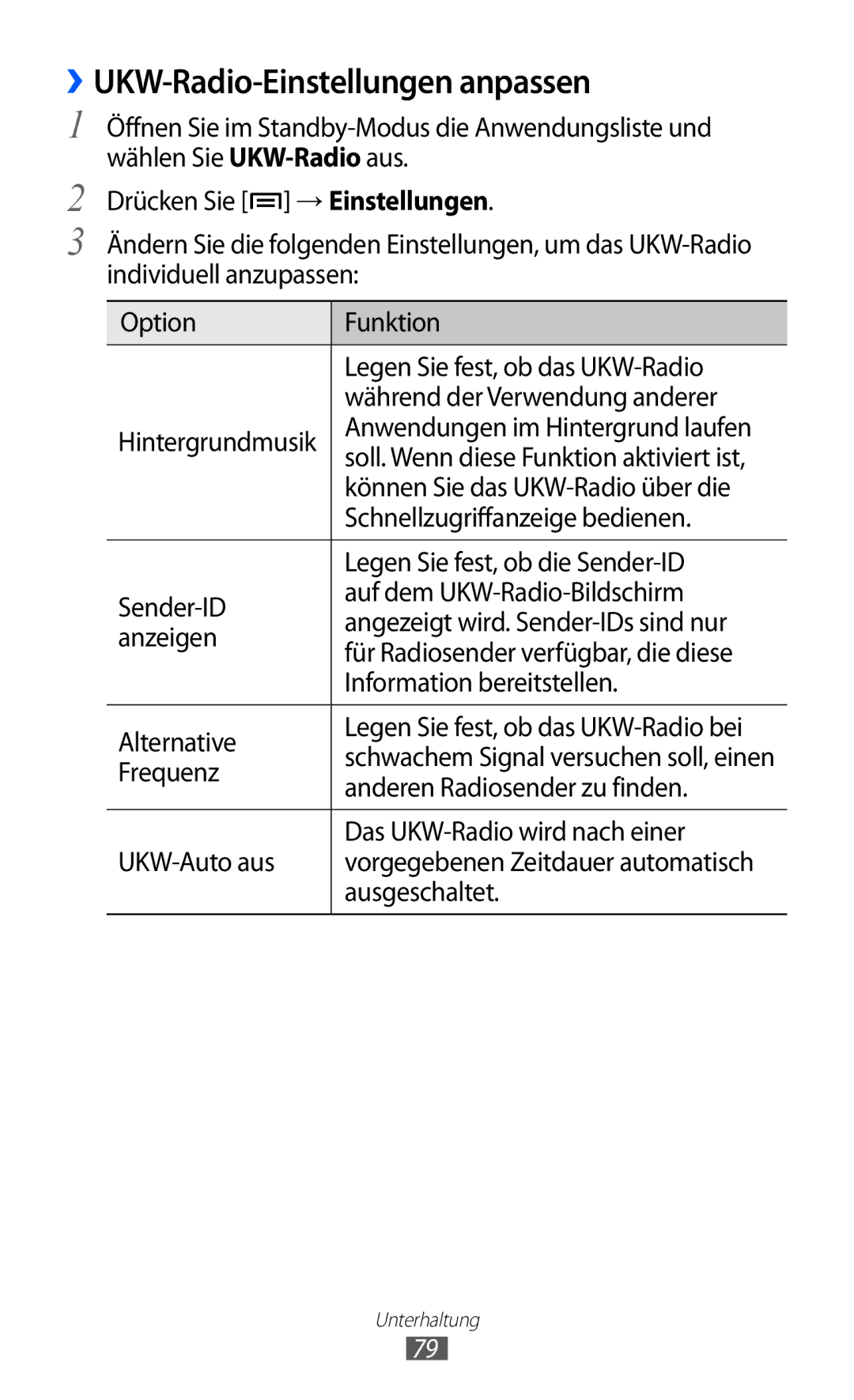 Samsung GT-I9100LKATPH, GT-I9100LKAXSP, GT-I9100LKAVIA, GT-I9100RWAEPL, GT-I9100RWATUR ››UKW-Radio-Einstellungen anpassen 