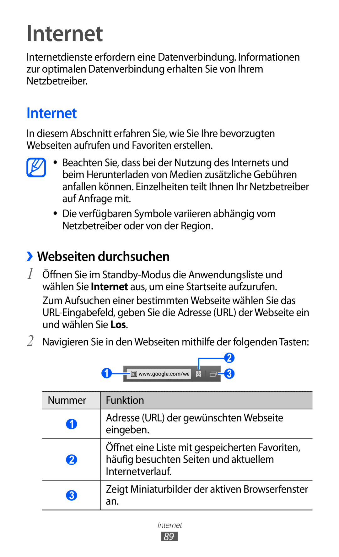 Samsung GT-I9100RWAMBC, GT-I9100LKAXSP, GT-I9100LKAVIA, GT-I9100RWAEPL, GT-I9100RWATUR manual Internet, ››Webseiten durchsuchen 