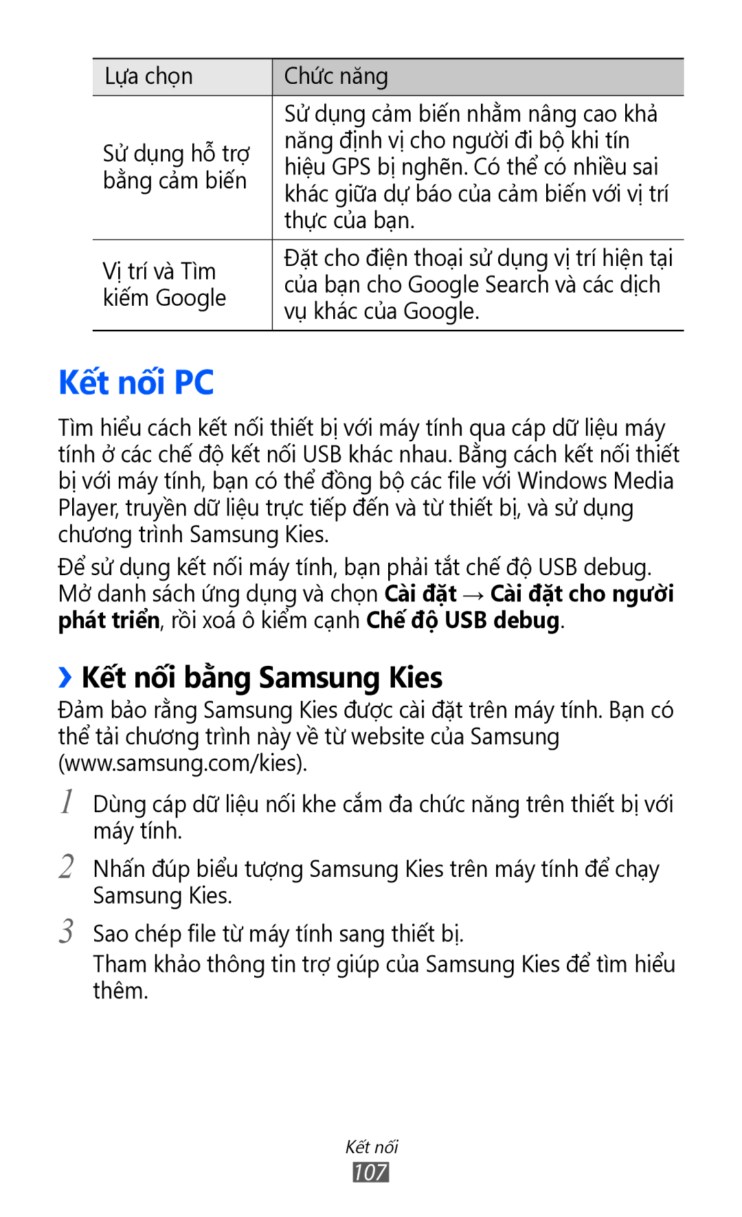 Samsung GT-I9100RWAXEV, GT-I9100LKAXXV, GT-I9100RWAXXV manual Kết nối PC, ››Kết nối bằng Samsung Kies 