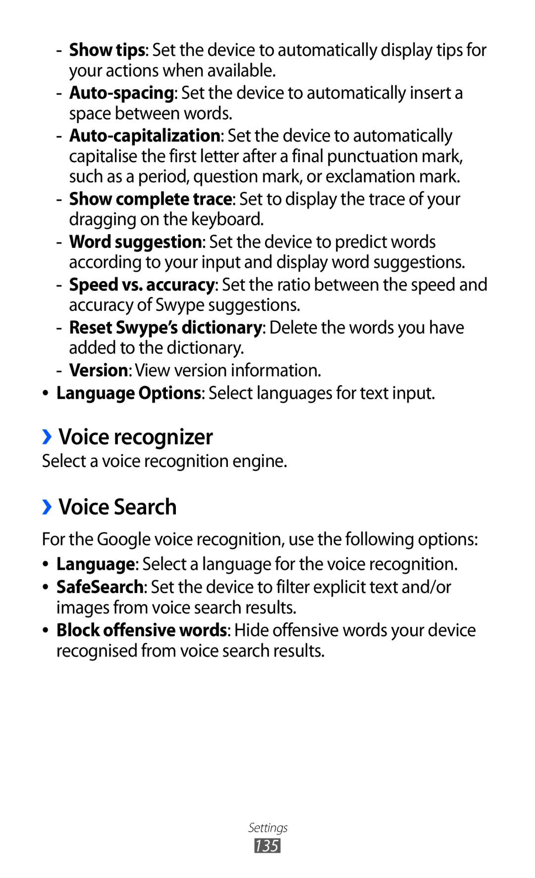 Samsung GT-I9100LKGXSK, GT-I9100LKGDBT manual ››Voice recognizer, ››Voice Search, Select a voice recognition engine 
