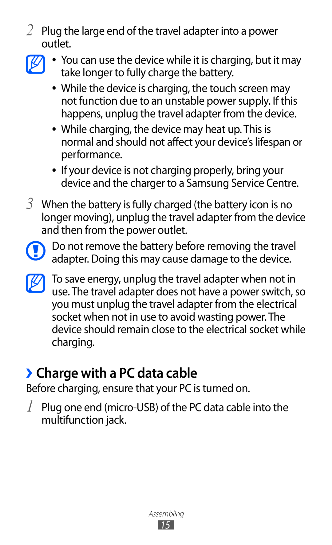 Samsung GT-I9100LKGXSK, GT-I9100LKGDBT, GT-I9100RWGDBT, GT-I9100LKGXEF, GT-I9100RWGXEF manual ››Charge with a PC data cable 