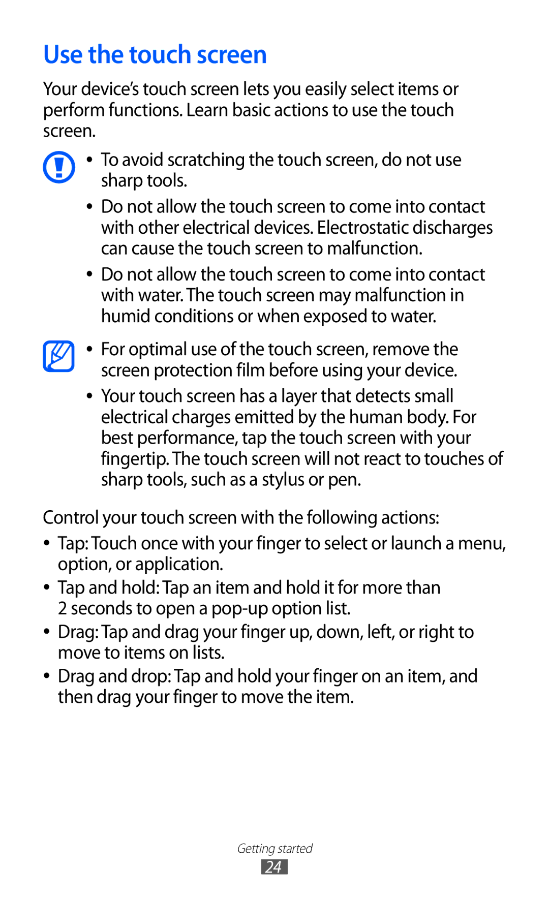 Samsung GT-I9100LKGDBT, GT-I9100RWGDBT, GT-I9100LKGXEF, GT-I9100RWGXEF, GT-I9100OIGXEF, GT-I9100RWGXEZ Use the touch screen 