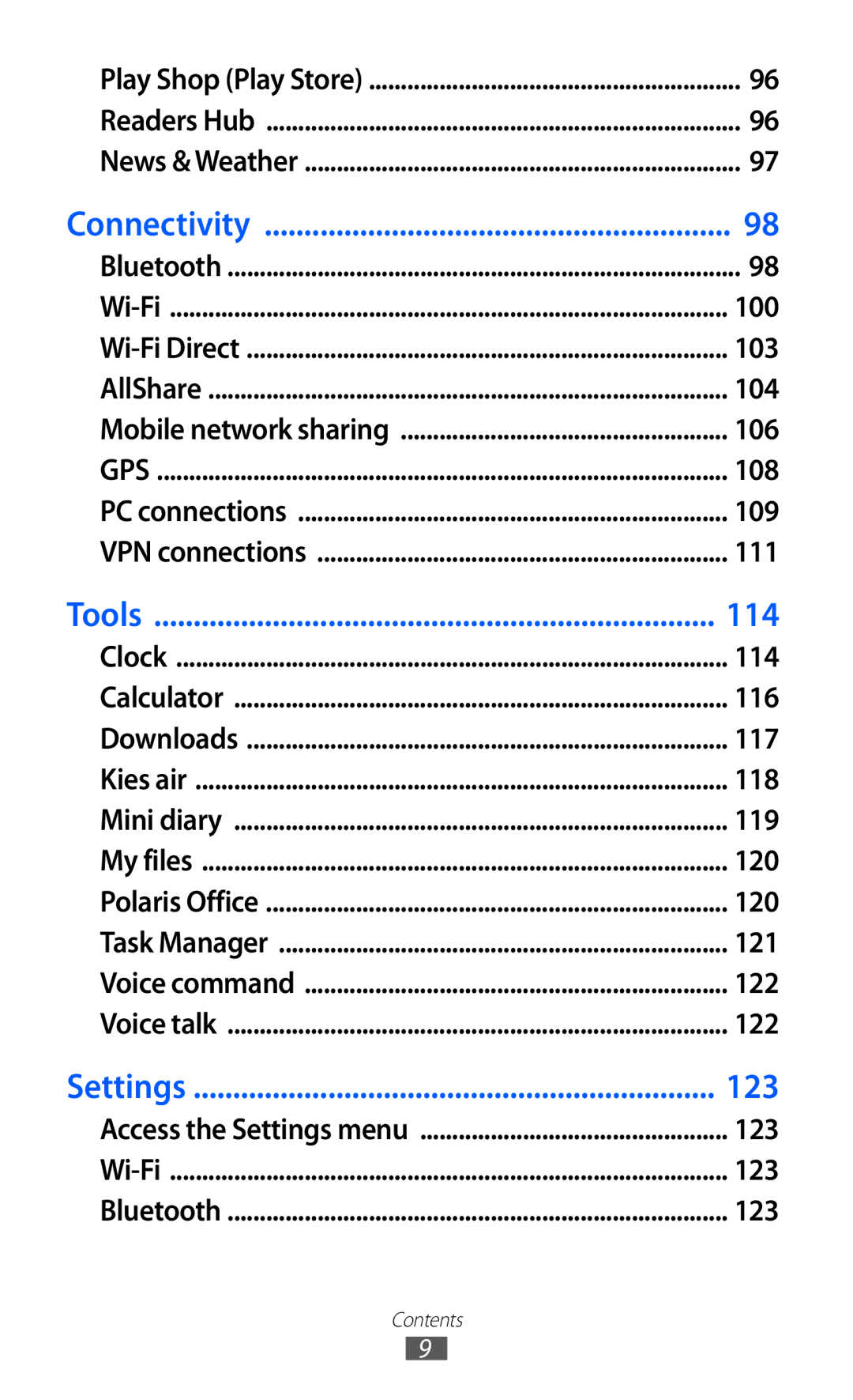 Samsung GT-I9100RWGDBT, GT-I9100LKGDBT manual 103, 104, 106, 108, 109, 111, 114, 116, 117, 118, 119, 120, 121, 122, 123 