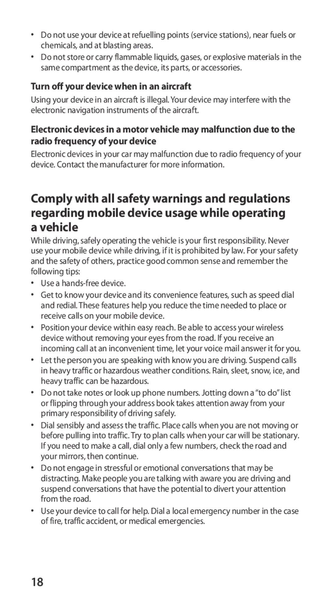 Samsung GT-I9100LKGPHE, GT-I9100LKGXEF, GT-I9100RWGXEF Turn off your device when in an aircraft, Use a hands-free device 