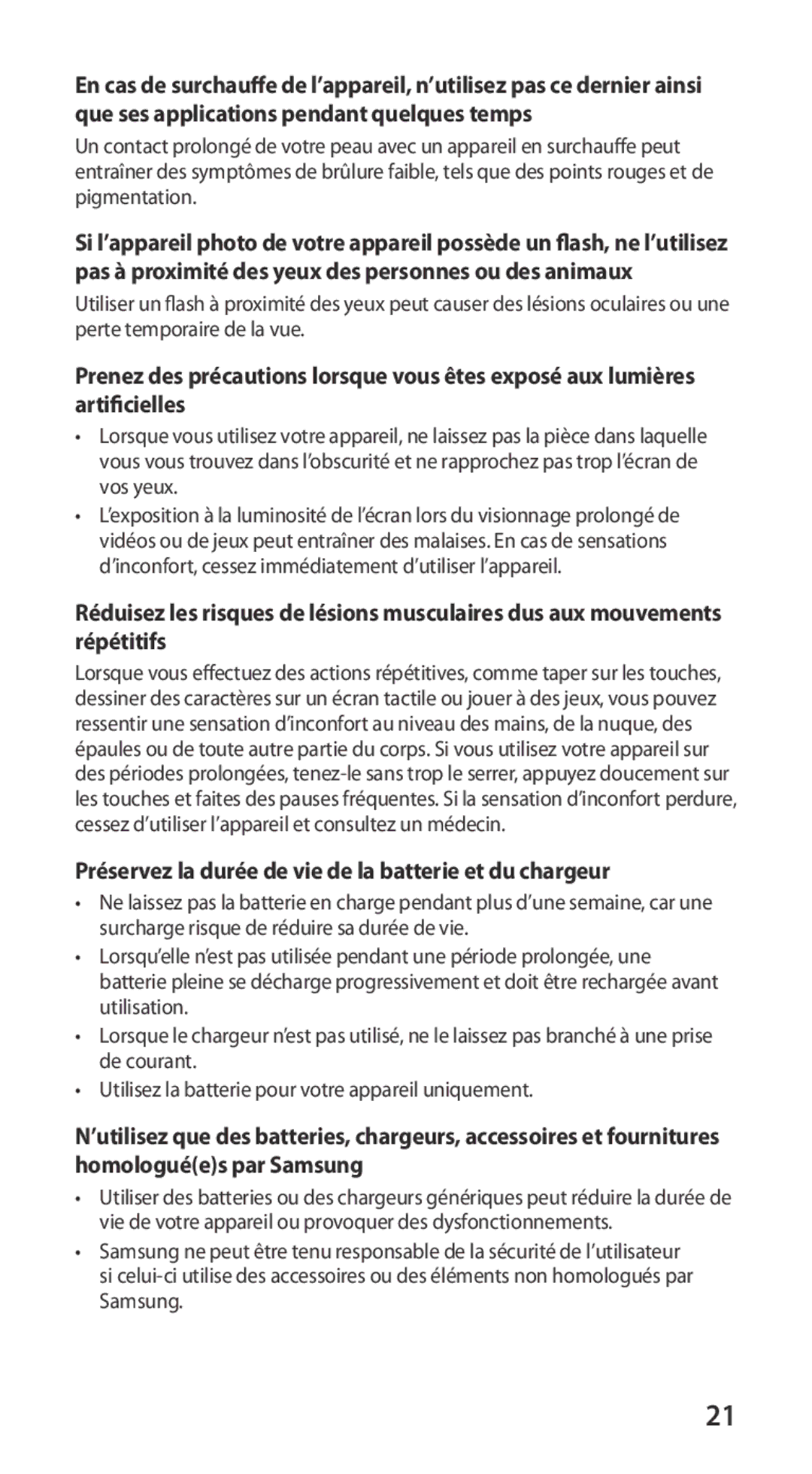 Samsung GT-I9100LKGXEF, GT-I9100RWGXEF, GT-I9100OIGXEF manual Préservez la durée de vie de la batterie et du chargeur 