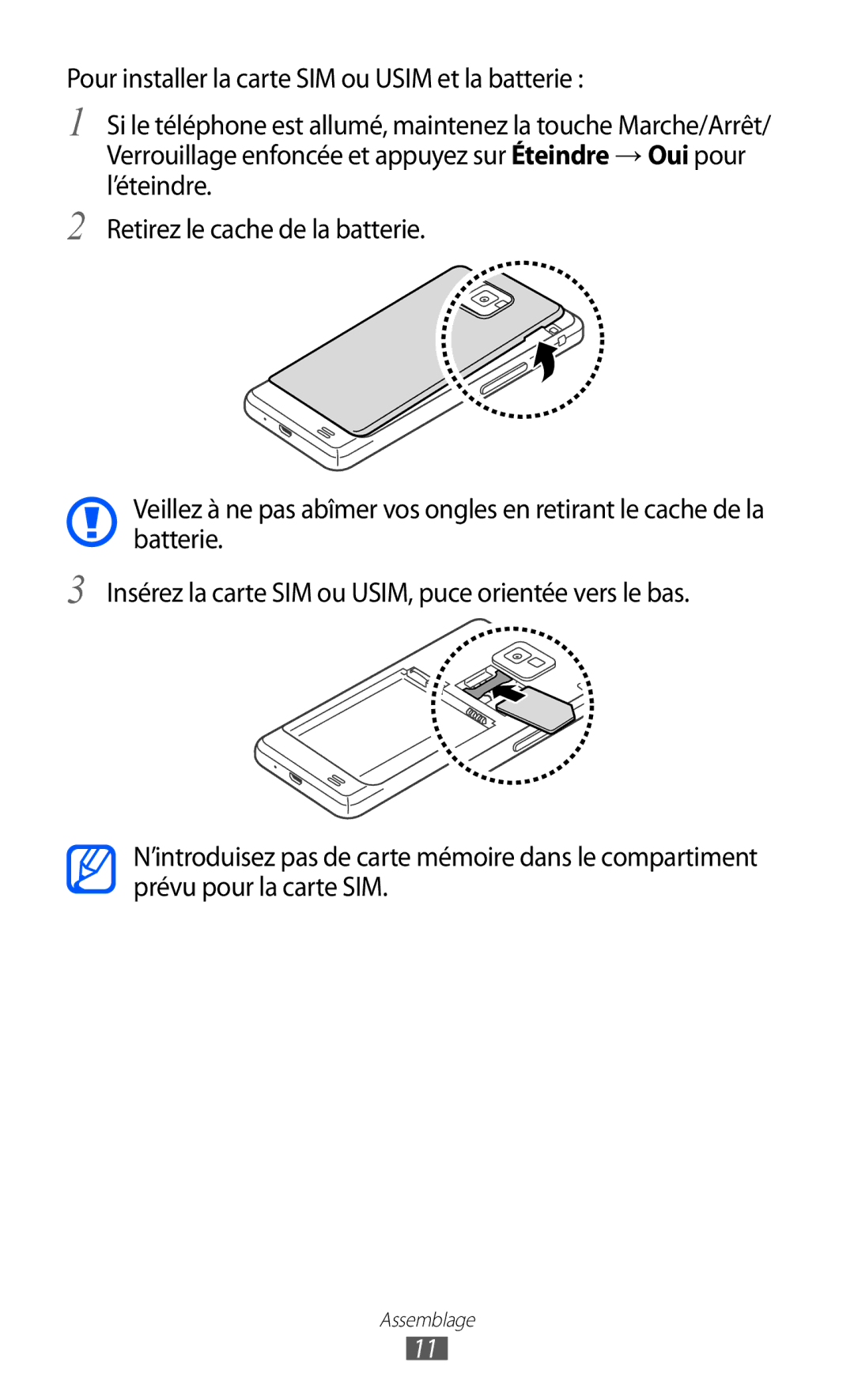 Samsung GT-I9100OIGXEF, GT-I9100LKGXEF, GT-I9100RWGXEF manual Assemblage 