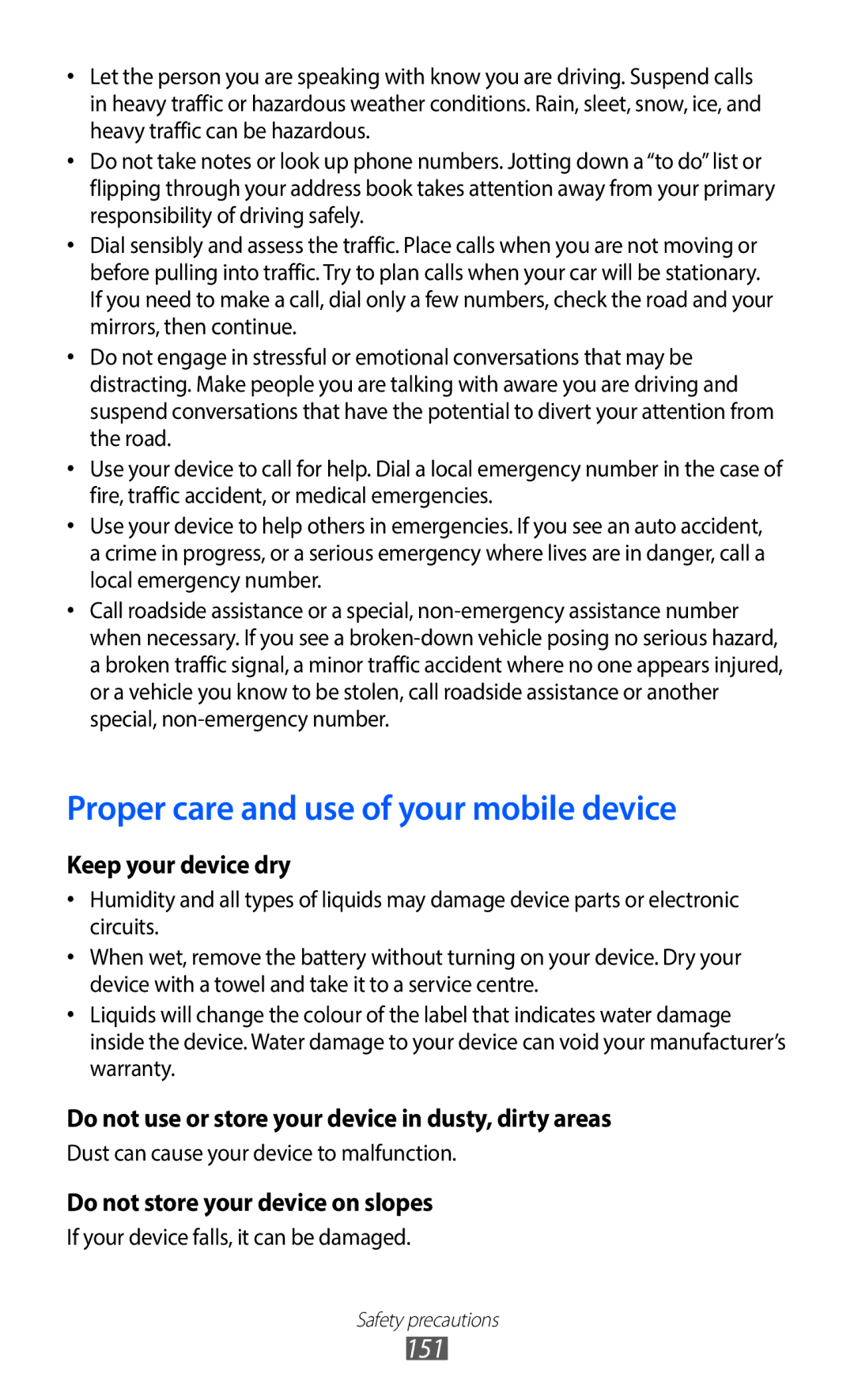 Samsung GT-I9100RWNSFR, GT-I9100LKNFTM, GT-I9100RWNLPM, GT-I9100RWNBOG manual Proper care and use of your mobile device 