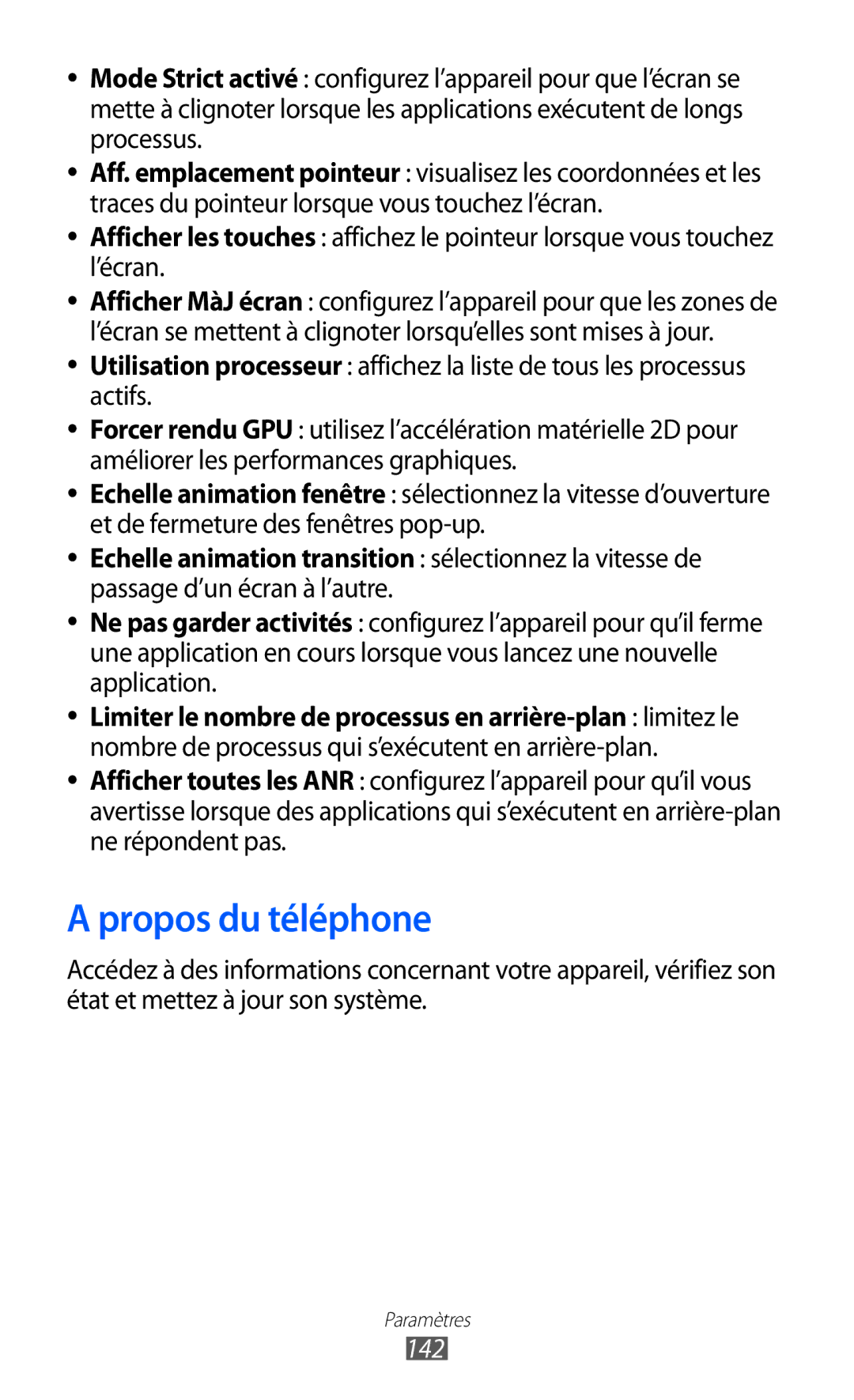 Samsung GT-I9100LKNNRJ, GT-I9100LKNFTM, GT-I9100RWNLPM, GT-I9100RWNBOG, GT-I9100LKNXEF manual Propos du téléphone, 142 