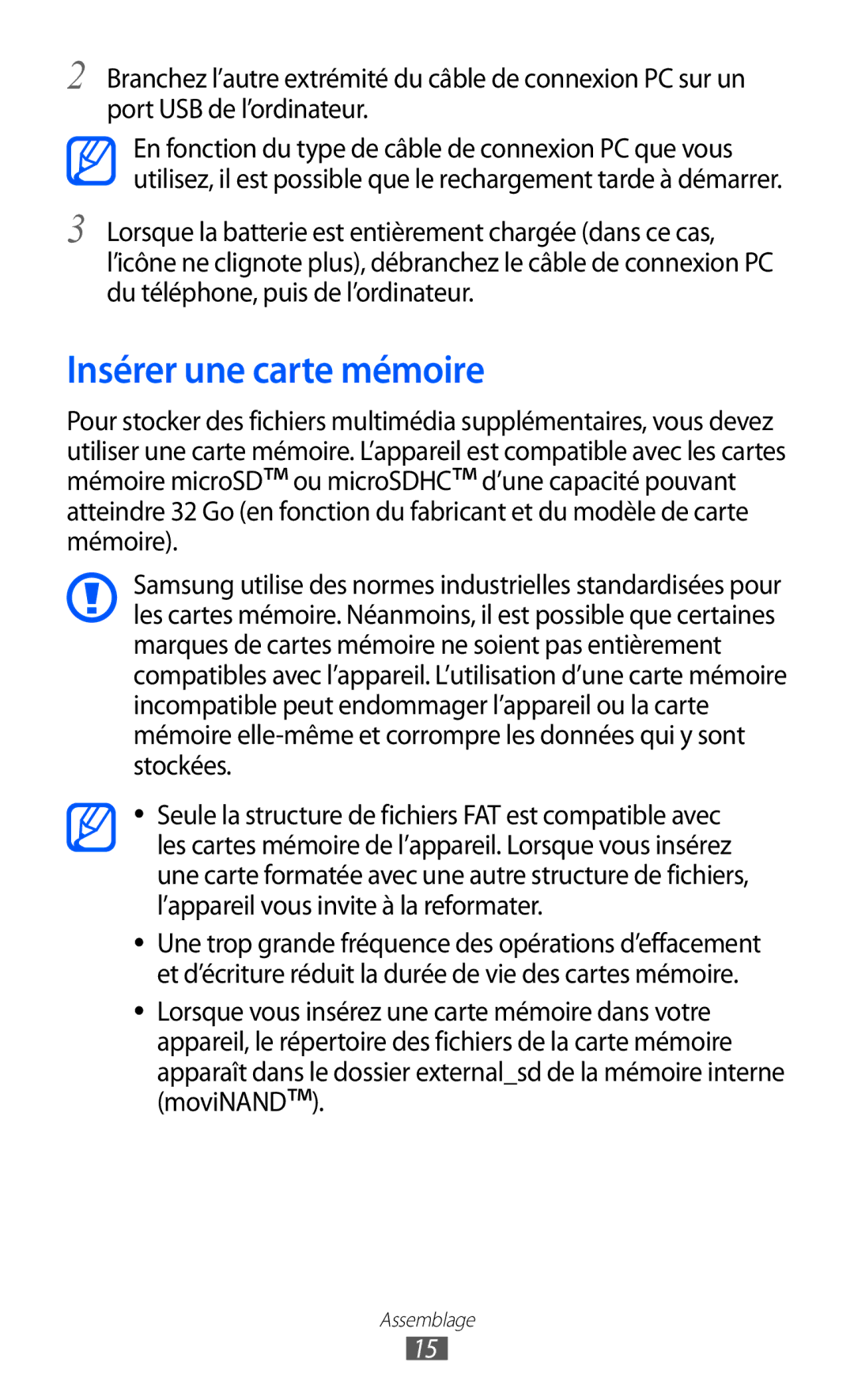 Samsung GT-I9100RWNBOG, GT-I9100LKNFTM, GT-I9100RWNLPM, GT-I9100LKNXEF, GT-I9100LKNBOG manual Insérer une carte mémoire 