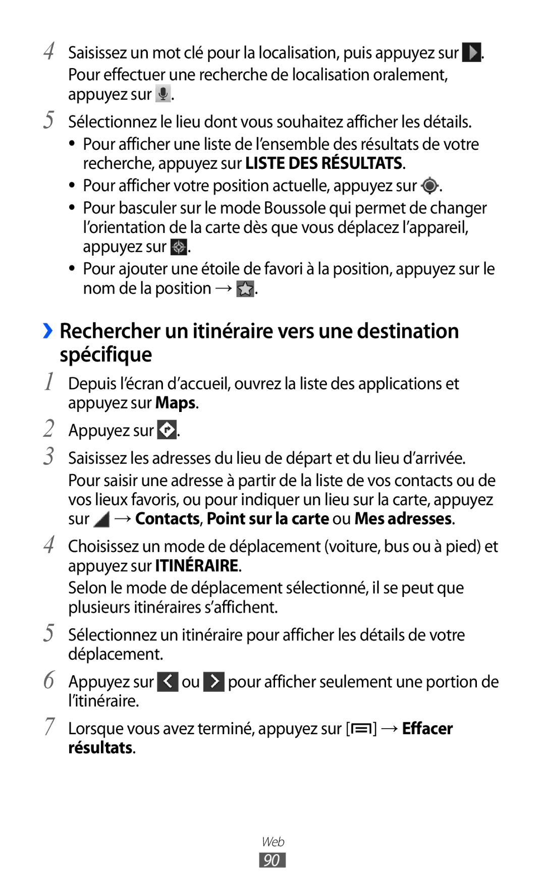 Samsung GT-I9100LKNNRJ, GT-I9100LKNFTM manual ››Rechercher un itinéraire vers une destination spécifique, Résultats 