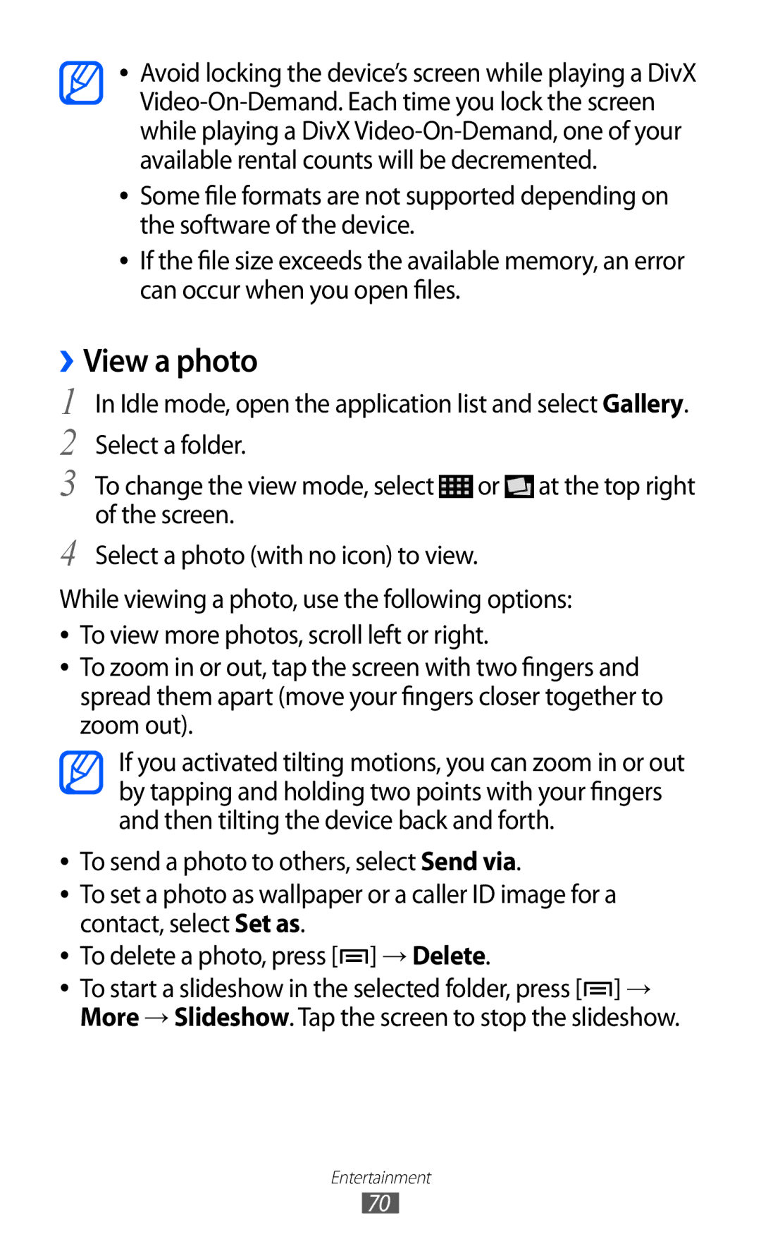 Samsung GT-I9100LKGAFR, GT-I9100LKWKSA, GT-I9100LKWXSG, GT-I9100OIGBTC, GT-I9100LKGTHR, GT-I9100OIGPAK manual ››View a photo 